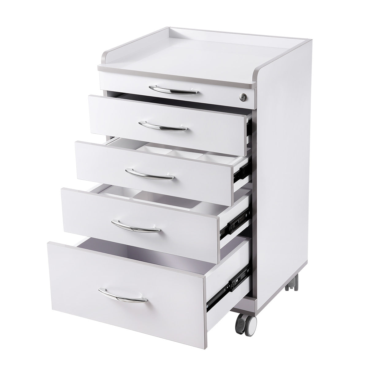 Dental NW-P4 Acrylic Mobile Cart Cabinet With Four Drawers & Two Instrument Tray - azdentall.com