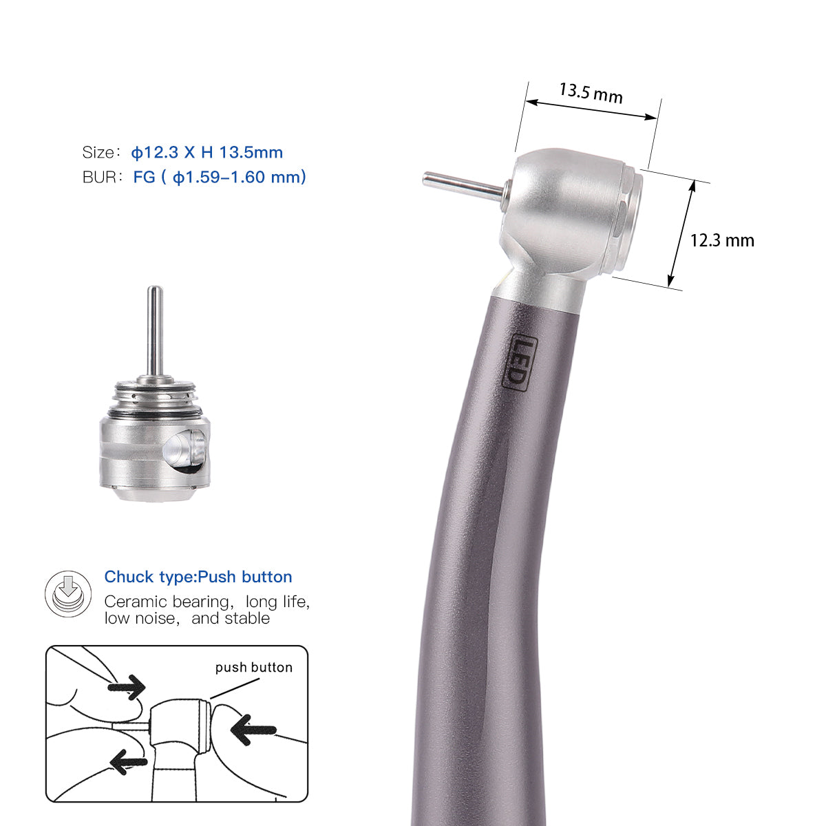 AZDENT Dental E-generator LED High Speed Handpiece with Quick Coupler 4 Holes - azdentall.com