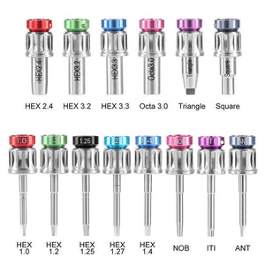 Dental Color Implant Restoration Tool Kit 14pcs Drivers With Torque Wrench and Carrying Device - azdentall.com