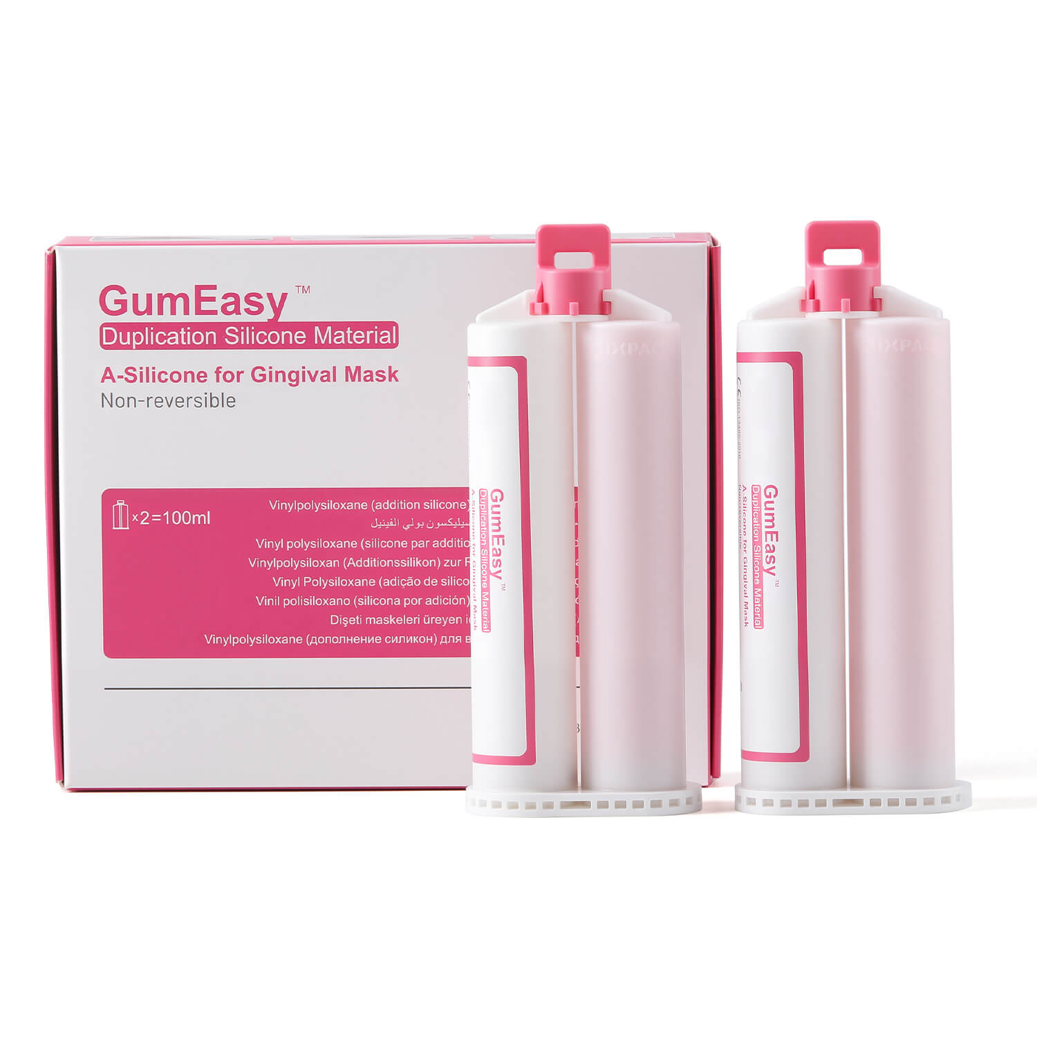 Dental Elastic A-Silicone For Gingival Mask Duplication Silicone Material 50ml*2 Pink - azdentall.com