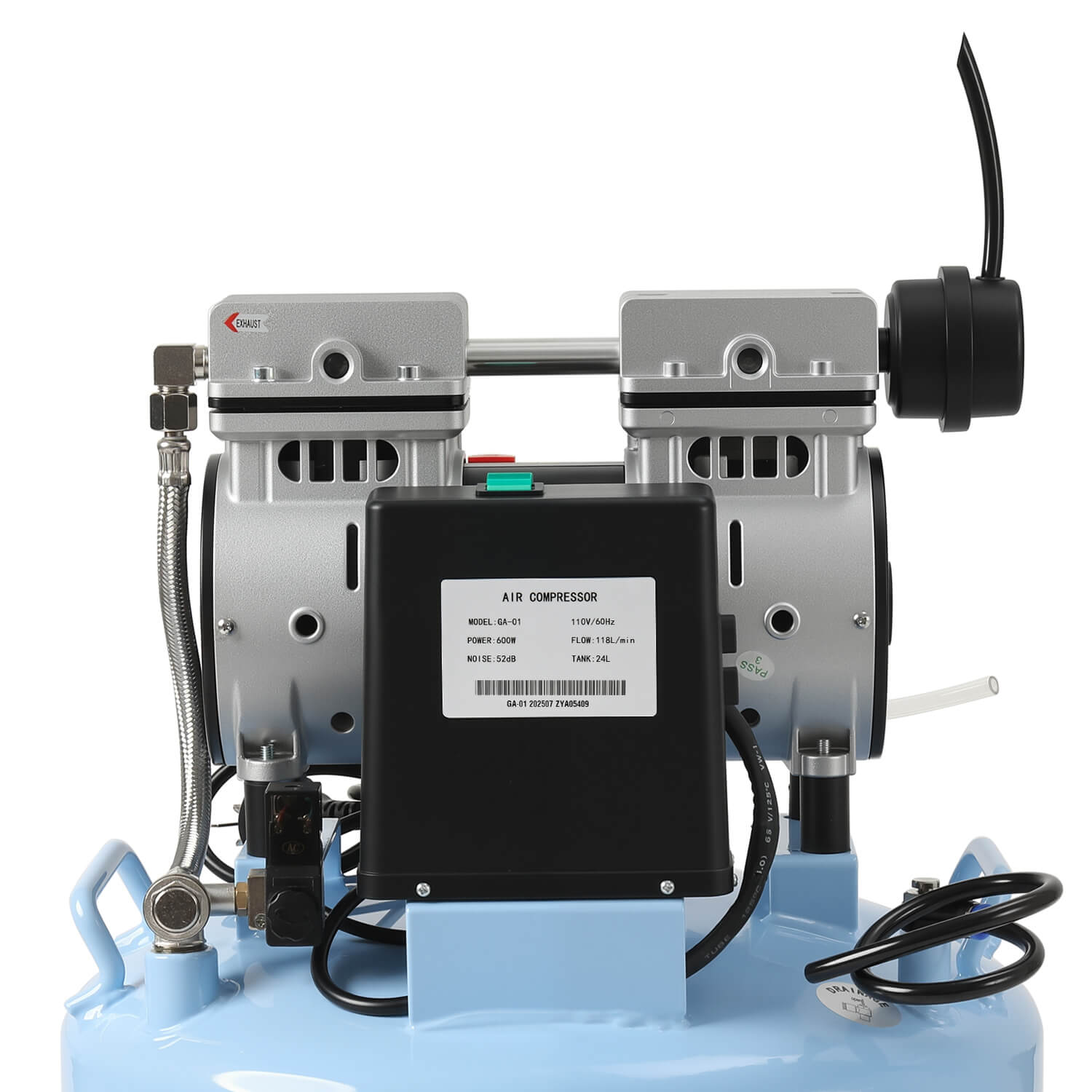 Dental Silent Oil Free Oilless Air Compressor 24L 600W 118L/min for 1PC Dental Chair - azdentall.com