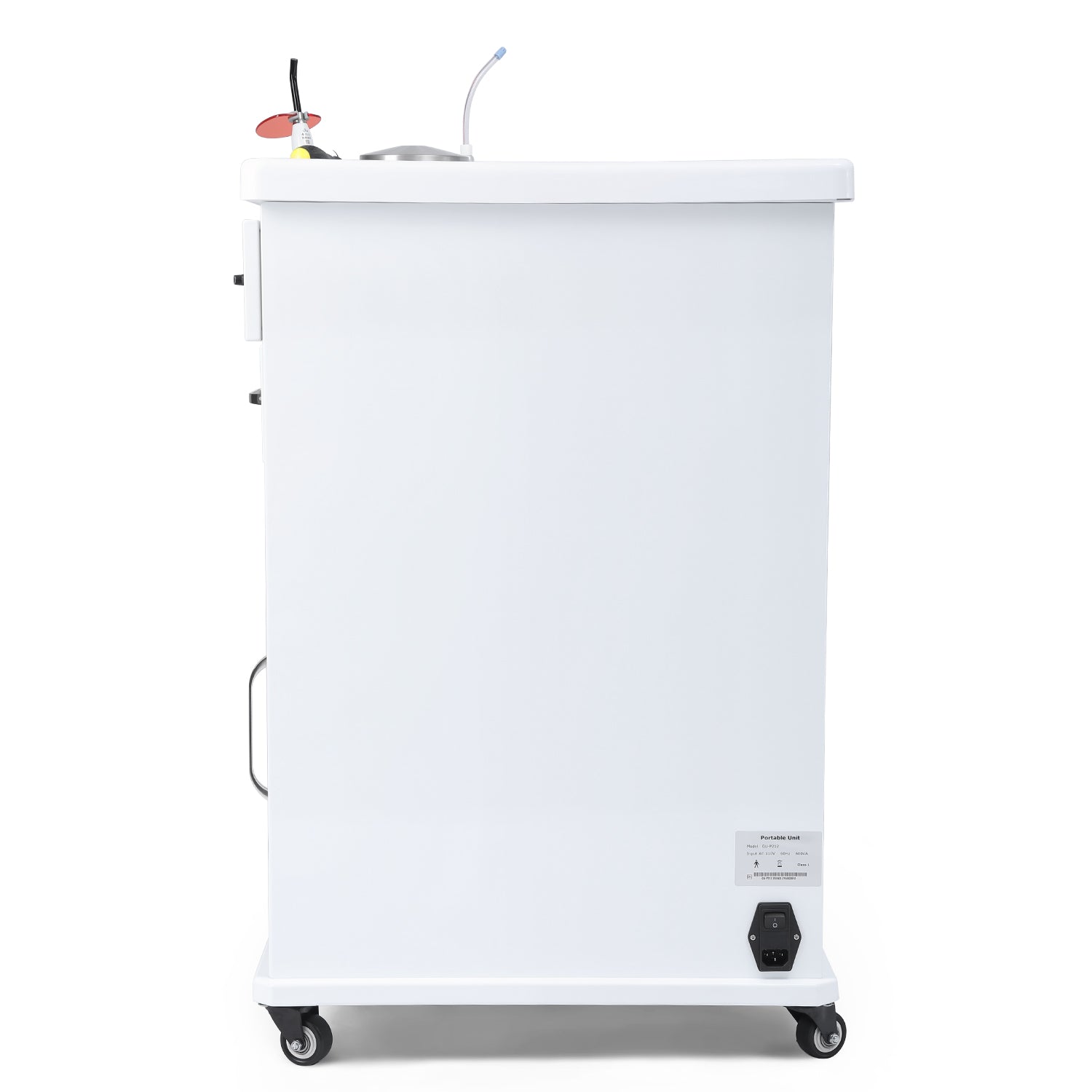Portable Dental Side Delivery Unit Cabinet Type P212 High Suction 4 Hole w/ Woodpecker Curing Light and Scaler & Air Compressor - azdentall.com