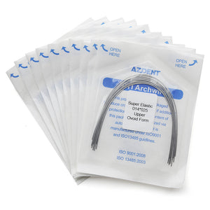 AZDENT Dental Orthodontic Archwire Niti Super Elastic Ovoid Form Rectangular 0.014 x 0.025 Upper 10pcs/Pack - azdentall.com