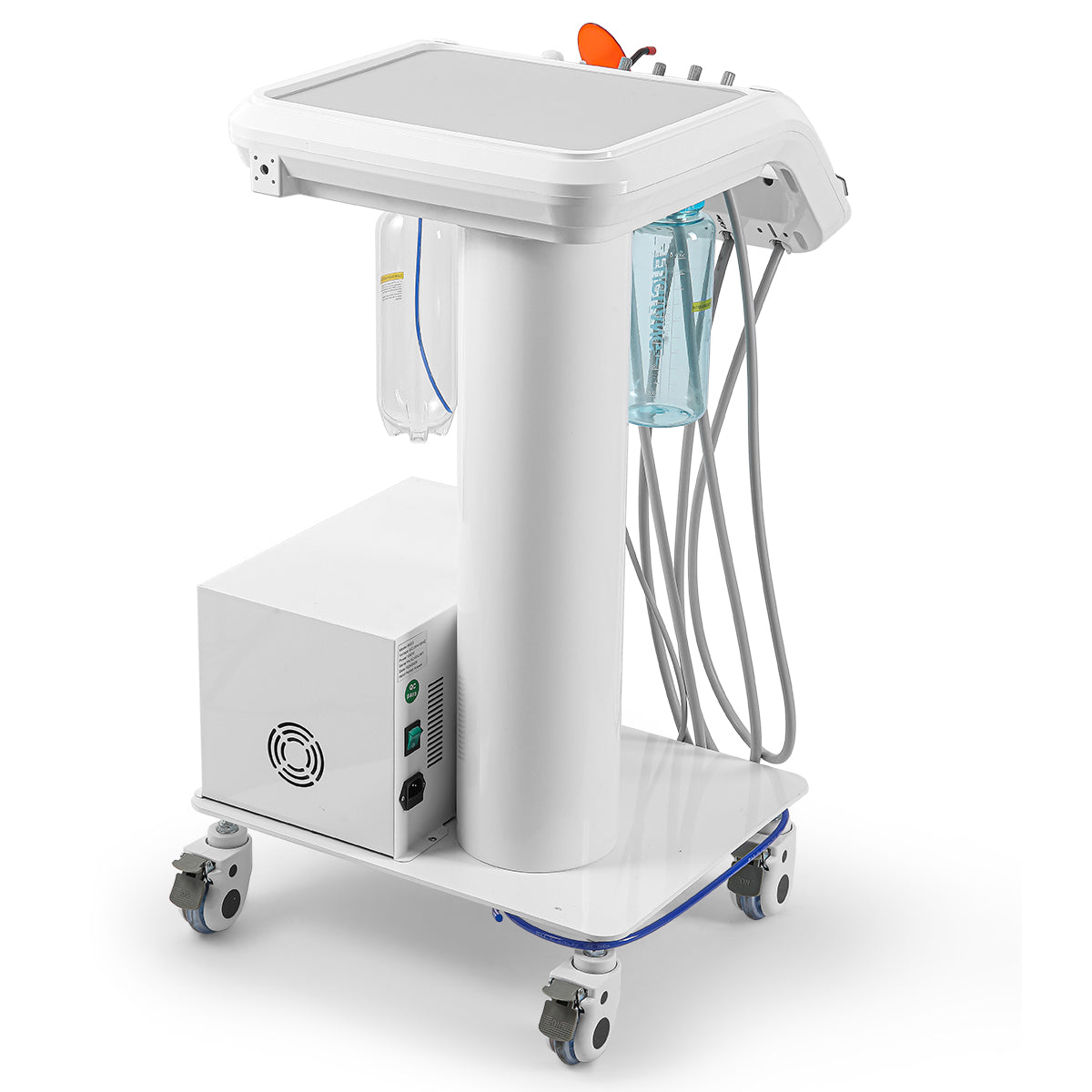 Portable Dental Mobile Cart Delivery Unit 4 Holes with Air Compressor Built-in ultrasonic scaler & Curing light - azdentall.com