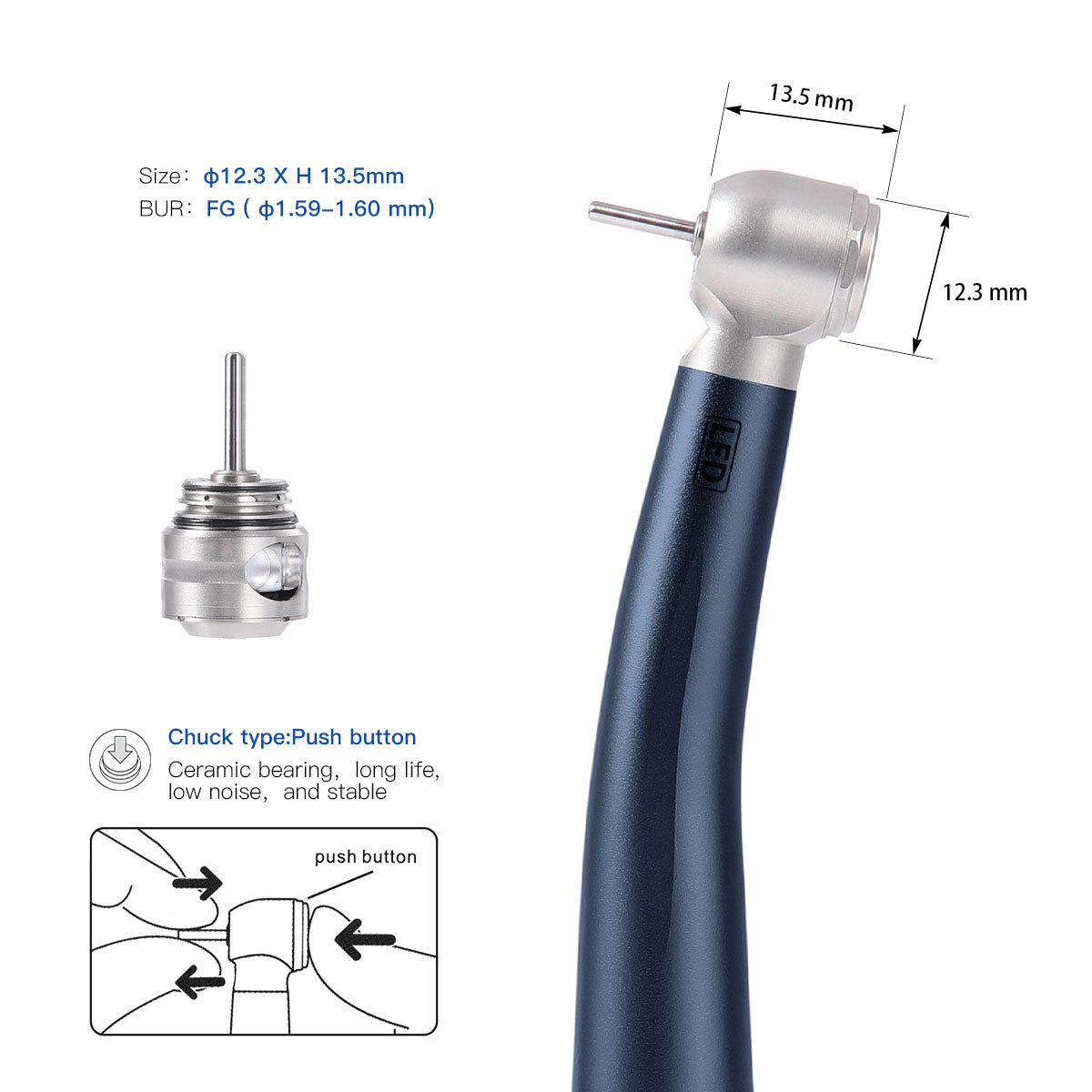 AZDENT Dental E-generator LED High Speed Handpiece with Quick Coupler 4 Holes - azdentall.com