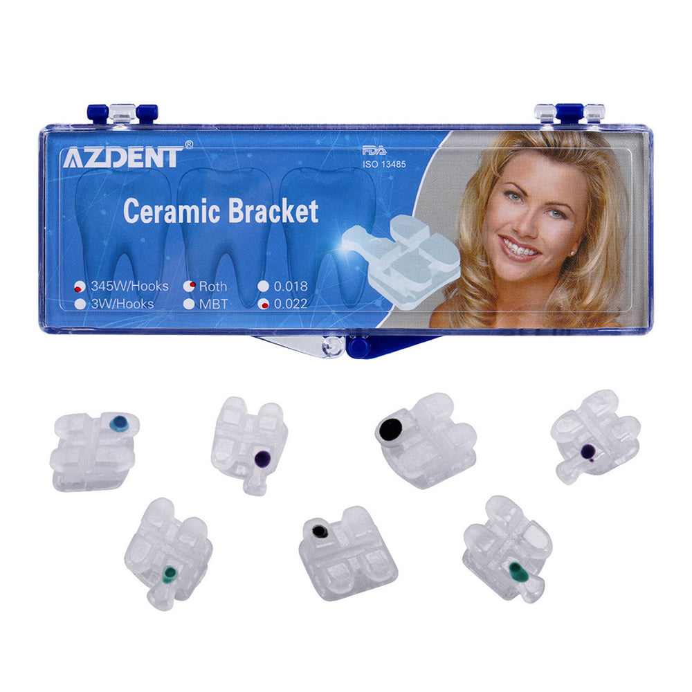 AZDENT Dental Orthodontic Ceramic Brackets Mesh Base Full Size 20pcs/Box - azdentall.com