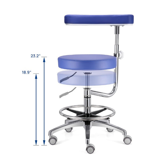 Dental Assistant Chair With 360 Degree Rotation Armrest PU Leather Height Adjustable - azdentall.com