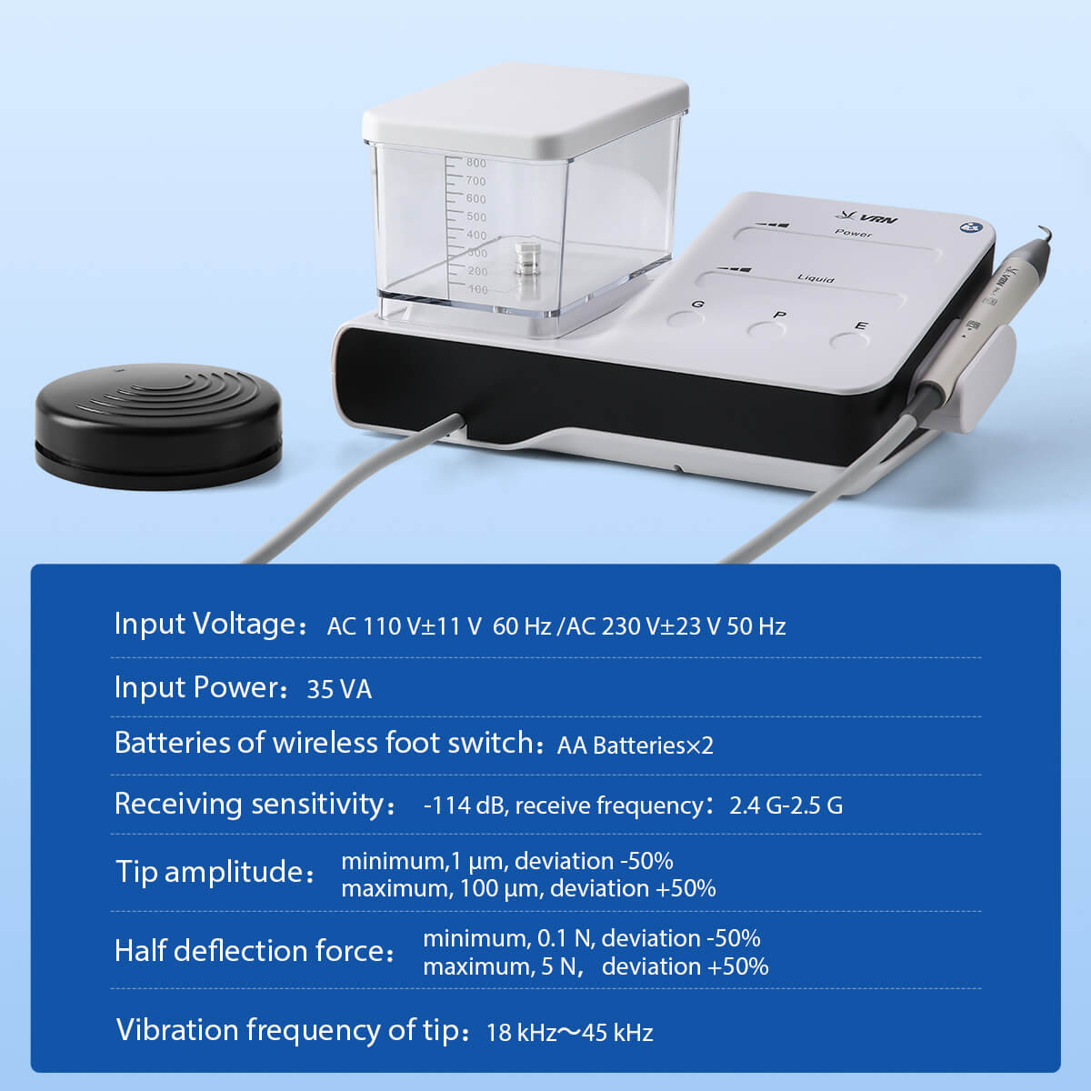 Dental VRN-DA20 LED Ultrasonic Piezo Scaler Handpiece with Water Bottles 7 Tips - azdentall.com