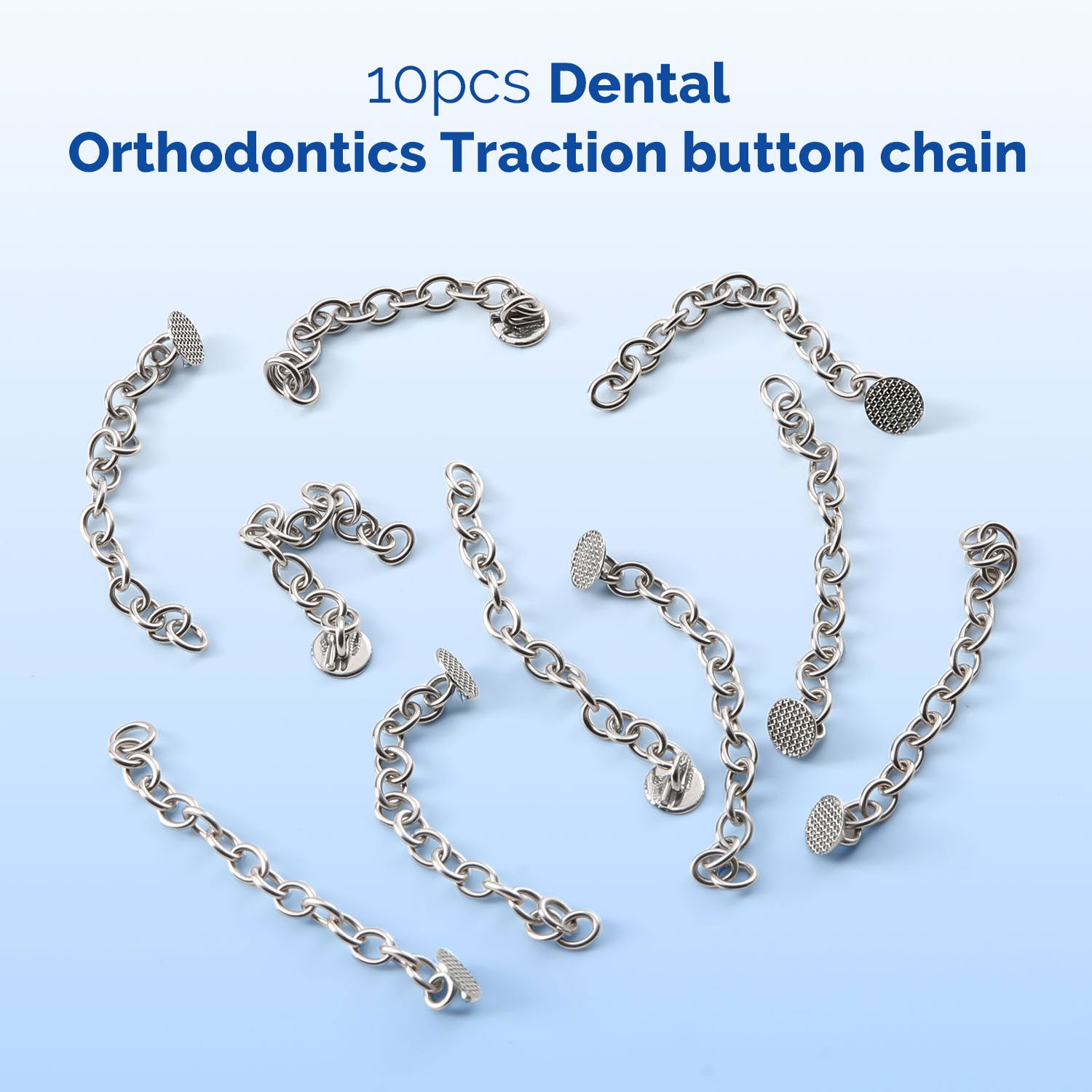 AZDENT Dental Orthodontics Traction Button Chain Silver Round 10pcs/Box - azdentall.com
