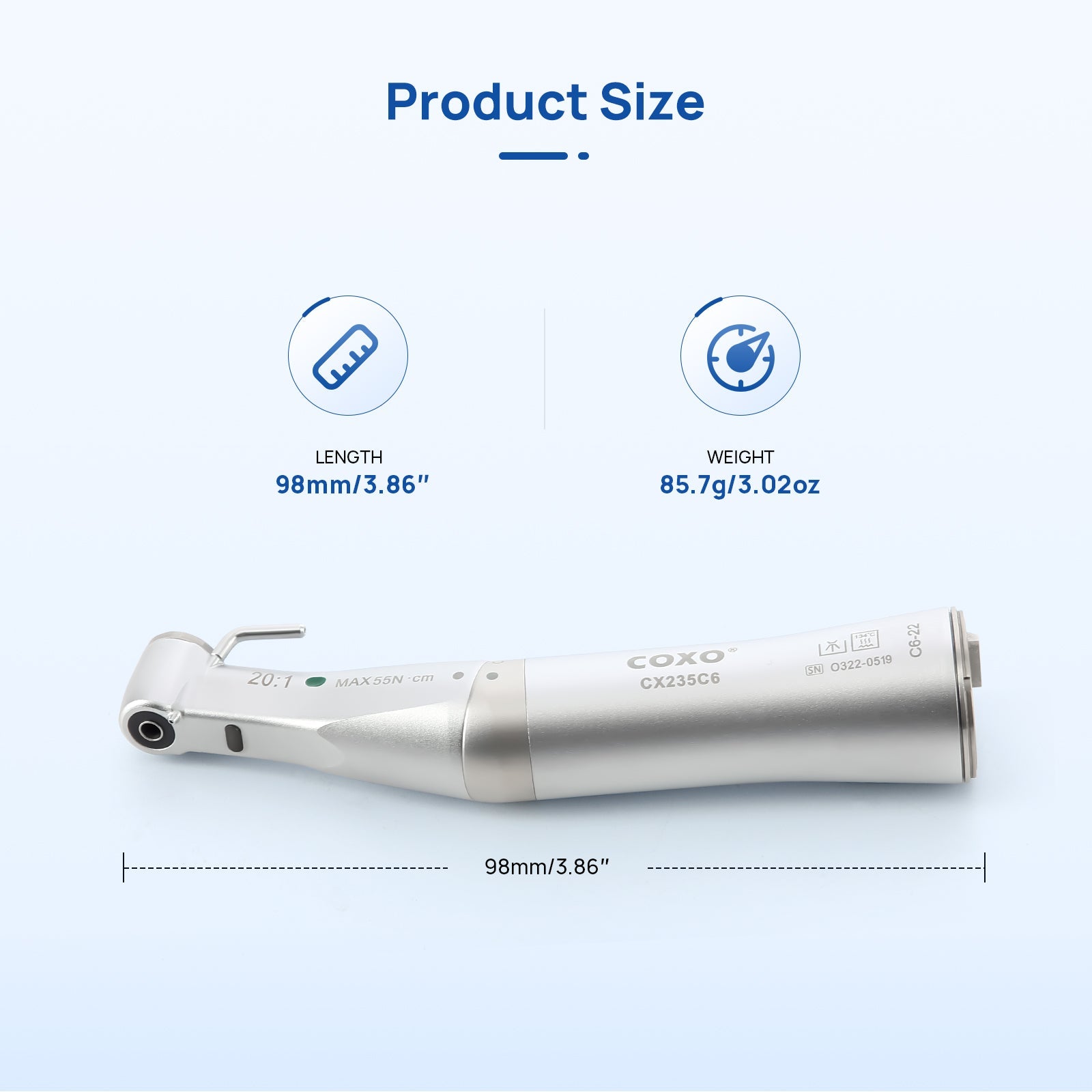 COXO Dental Low Speed Handpiece 20:1 Contra Angle Inner & External Channel For Implant With Fiber Optic CX235C6-22 - azdentall.com