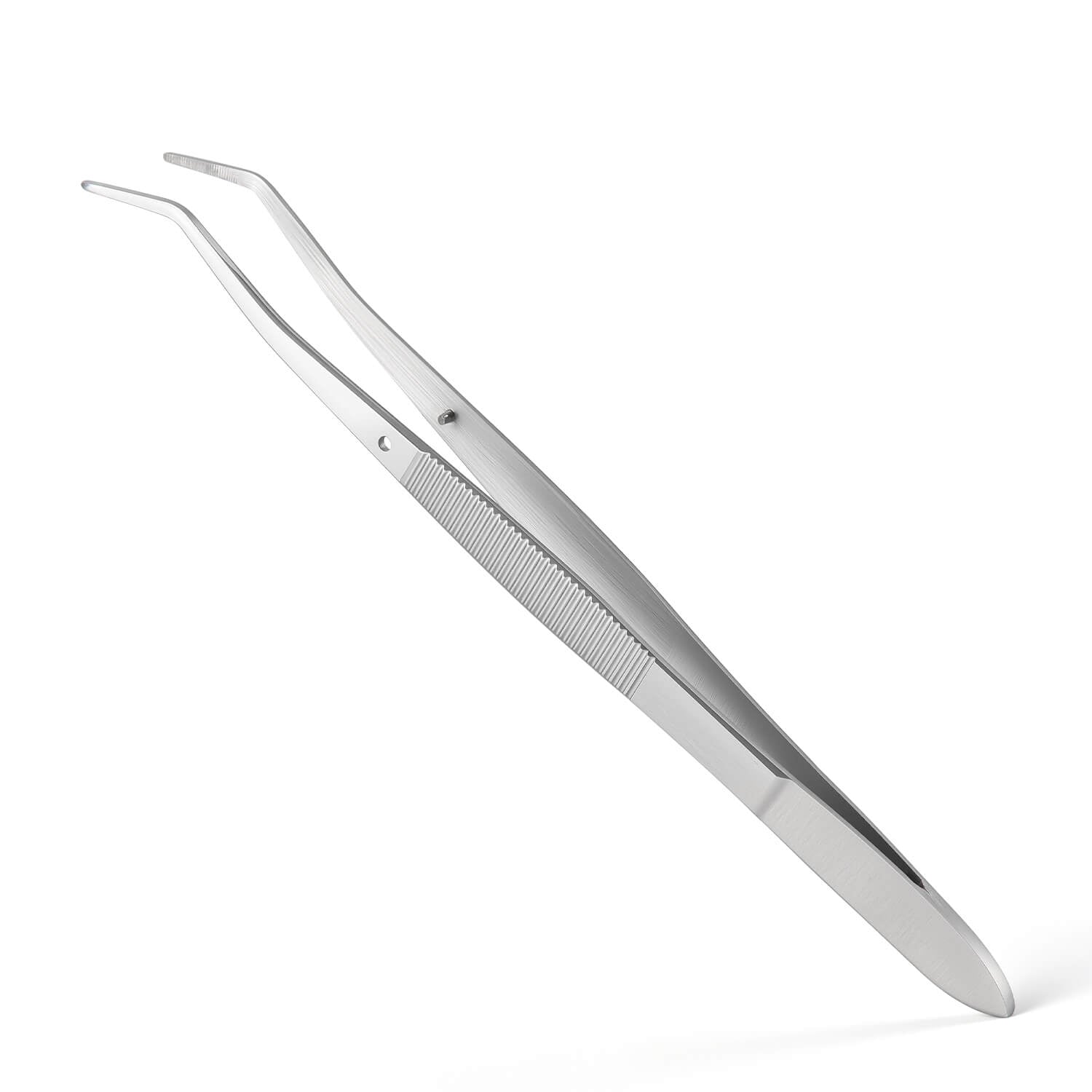 Dental Curved Serrated Tip Tweezers Stainless Steel - azdentall.com