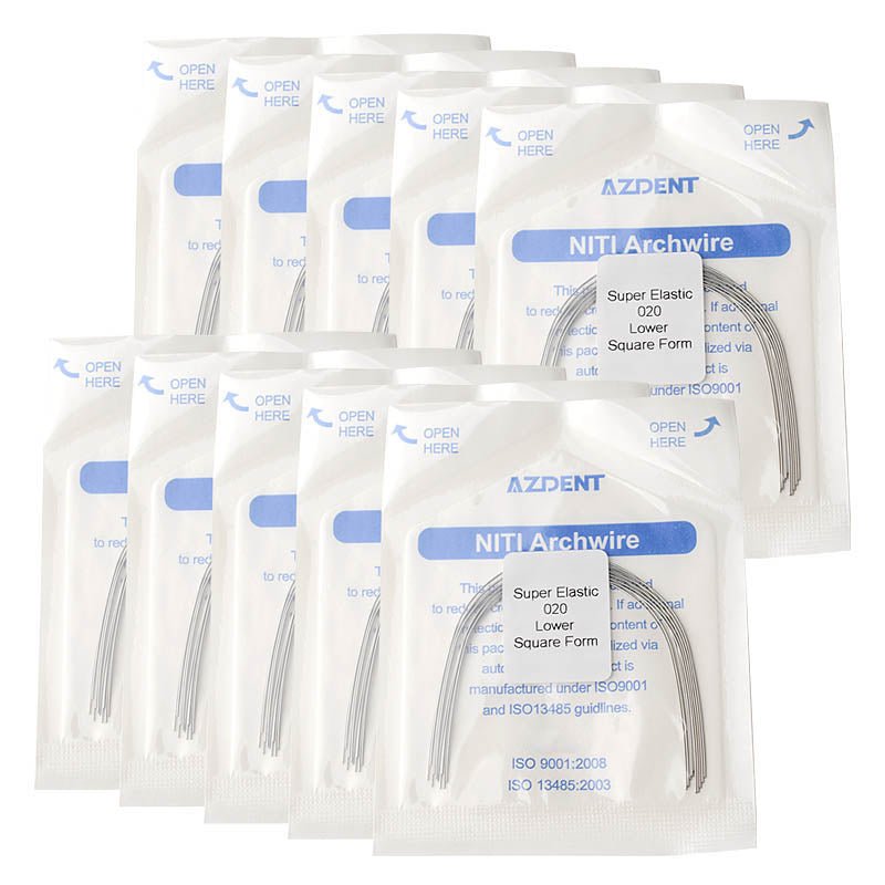 AZDENT Dental Orthodontic Archwire NiTi Super Elastic Square Form Round 0.020 Lower 10pcs/Pack - azdentall.com