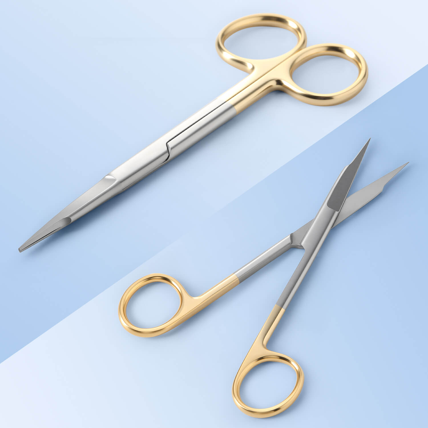 Dental Surgical Scissors 13cm Straight/Curved Tip Gold Handle - azdentall.com