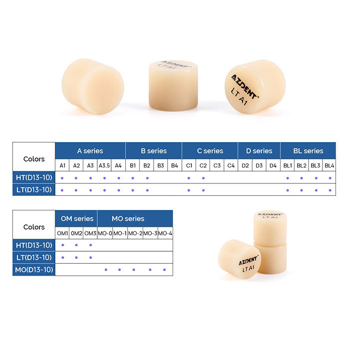 AZDENT Dental Glass Ceramic Ingot Press Lithium Disilicate Blanks For Dental CAD CAM Laboratory 10pcs/Box - azdentall.com