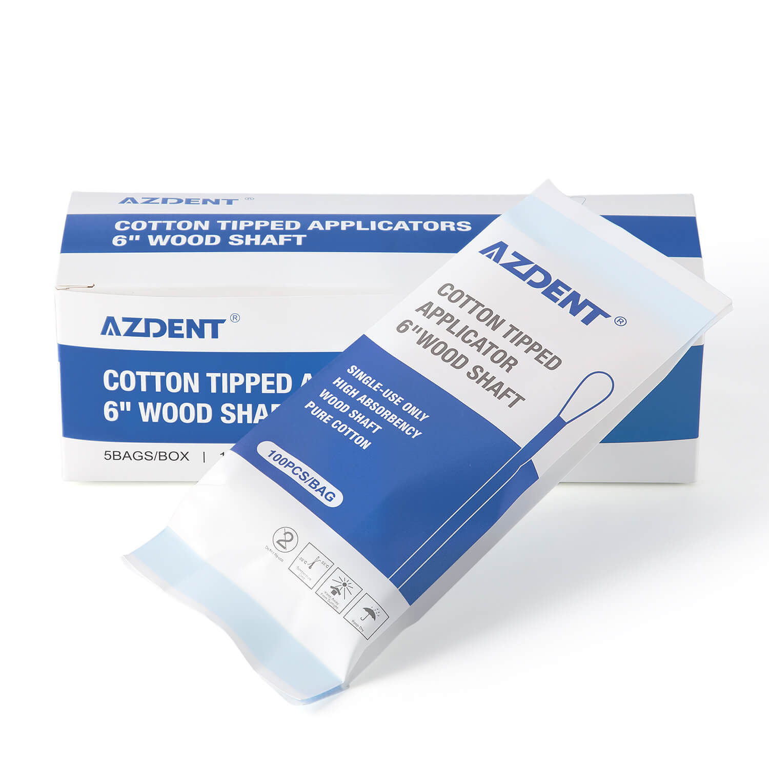 AZDENT Disposable Cotton Swab Tipped Applicator 3" 6" Wood Shaft - azdentall.com