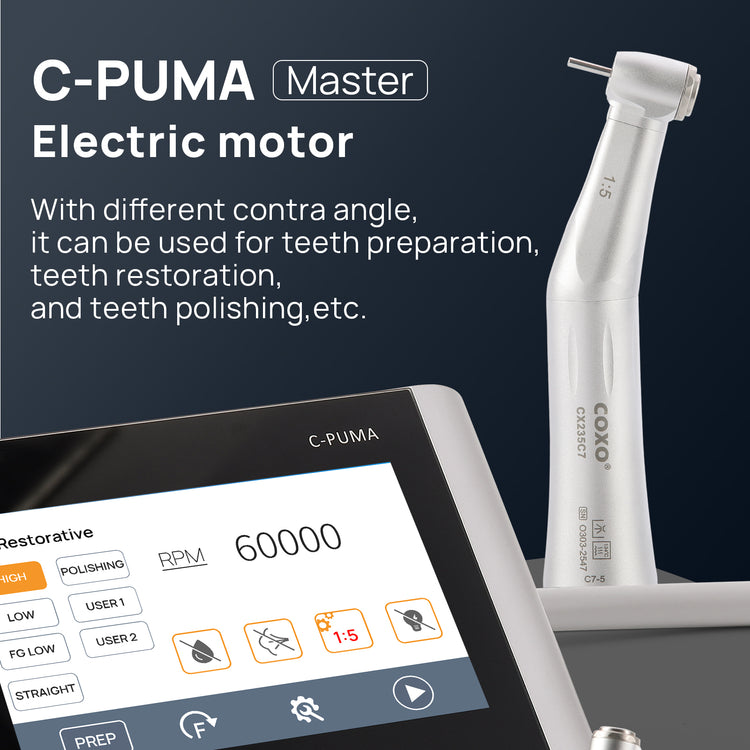 COXO C PUMA Master Dental LED Electric Endo Motor with 1:5 & 6:1 Contra Angle Handpieces - azdentall.com