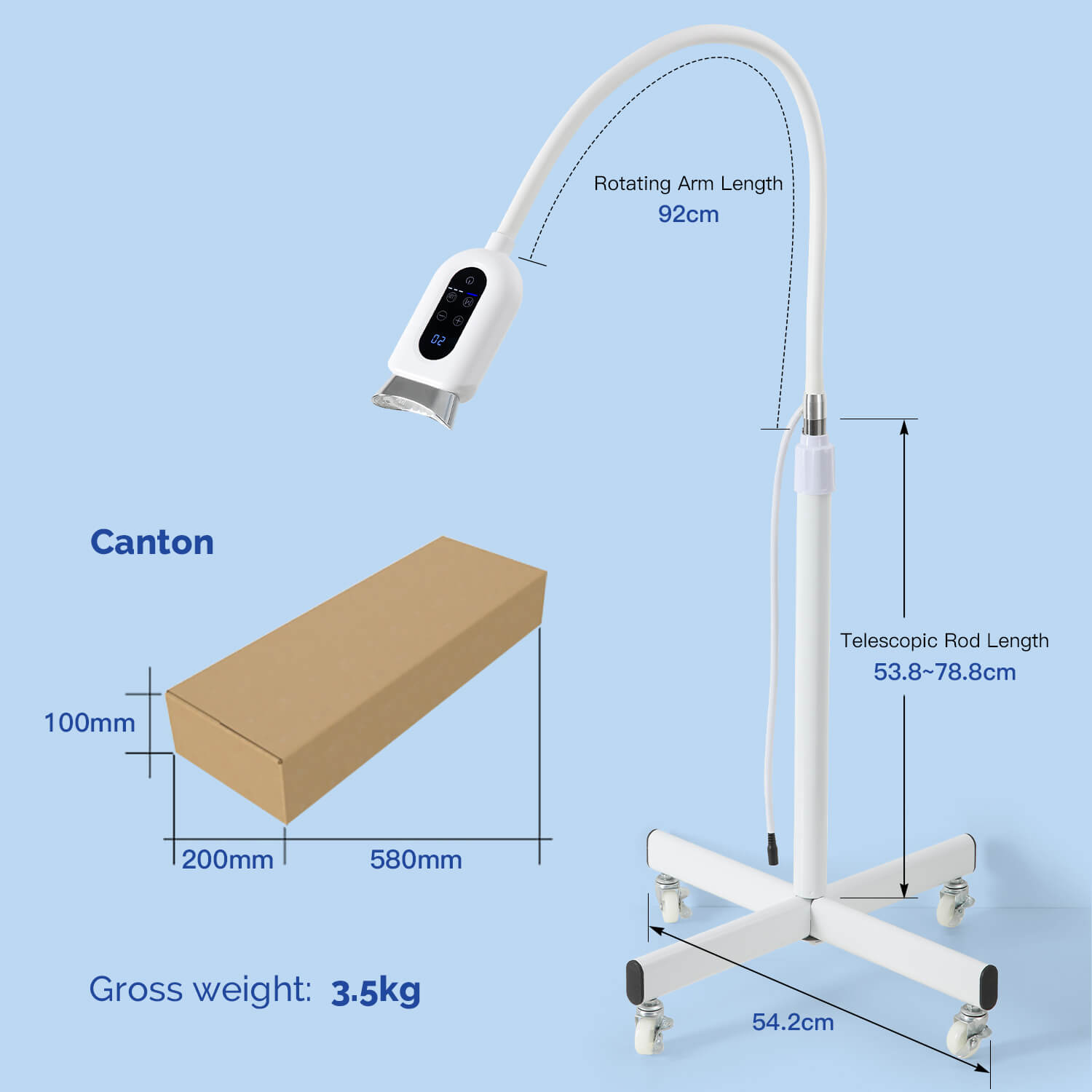 Dental Portable 3-Color Cold Light LED Teeth Whitening Machine BM01F Floor Stand Model - azdentall.com
