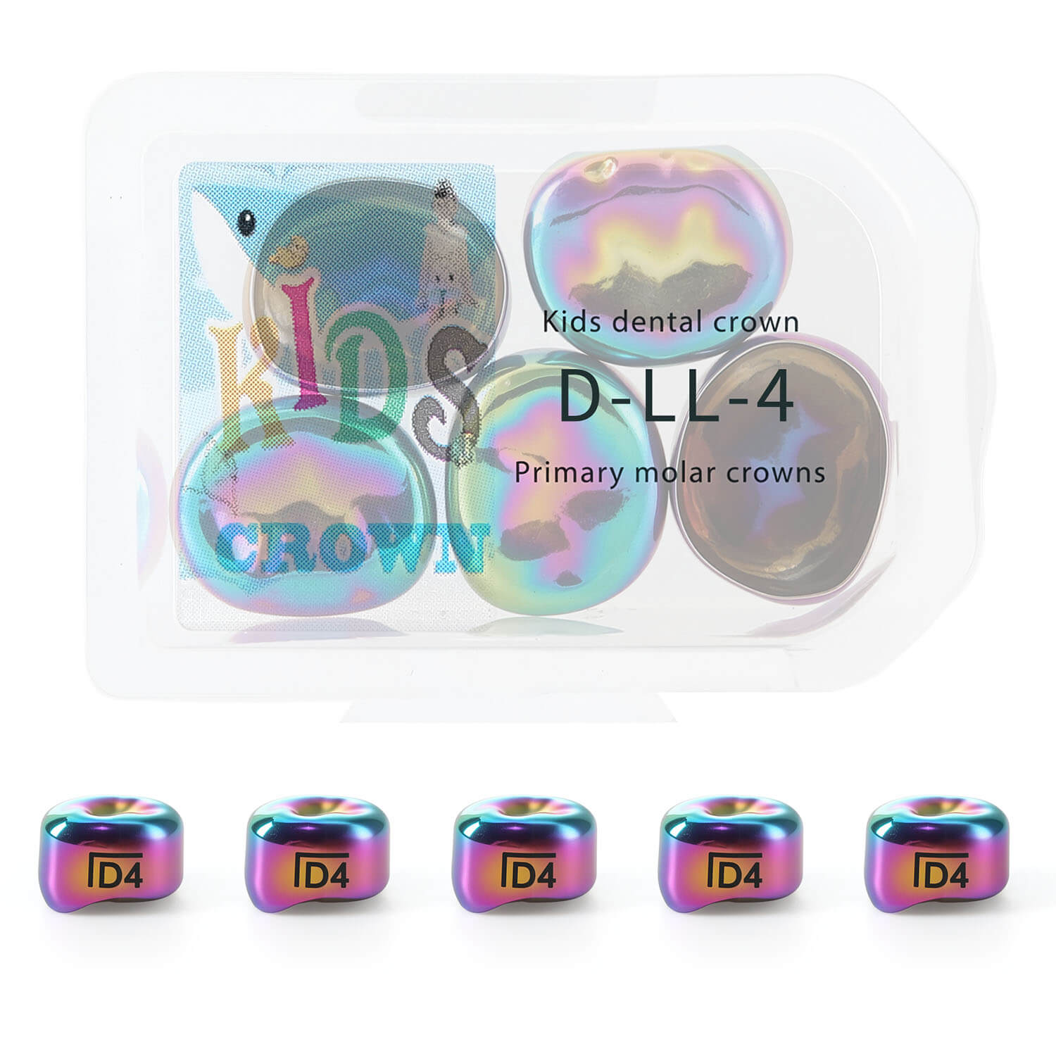 48 Sizes Dental Colored Primary Molar Kids Crown Teeth Stainless Steel Preformed Temporary Crowns 5pcs/Box