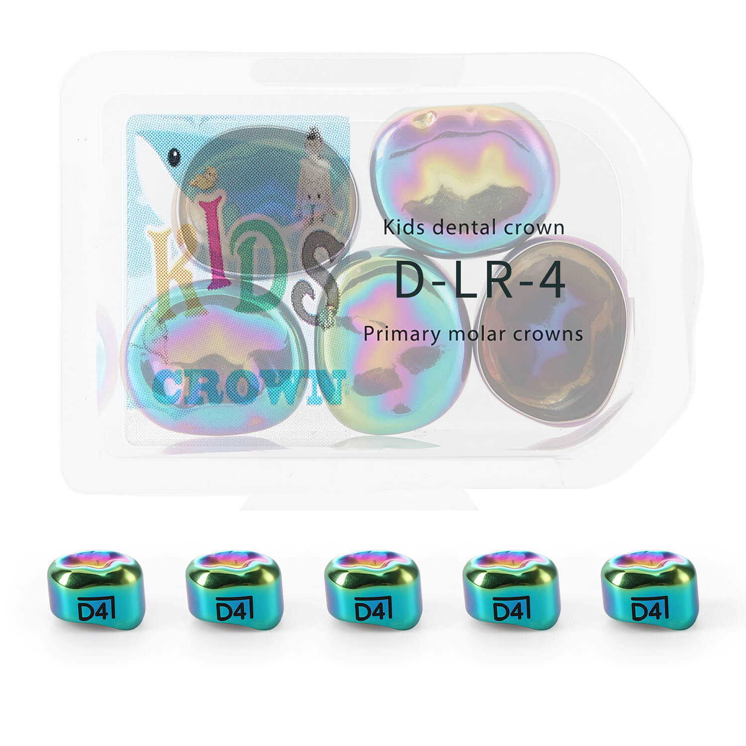 48 Sizes Dental Colored Primary Molar Kids Crown Teeth Stainless Steel Preformed Temporary Crowns 5pcs/Box