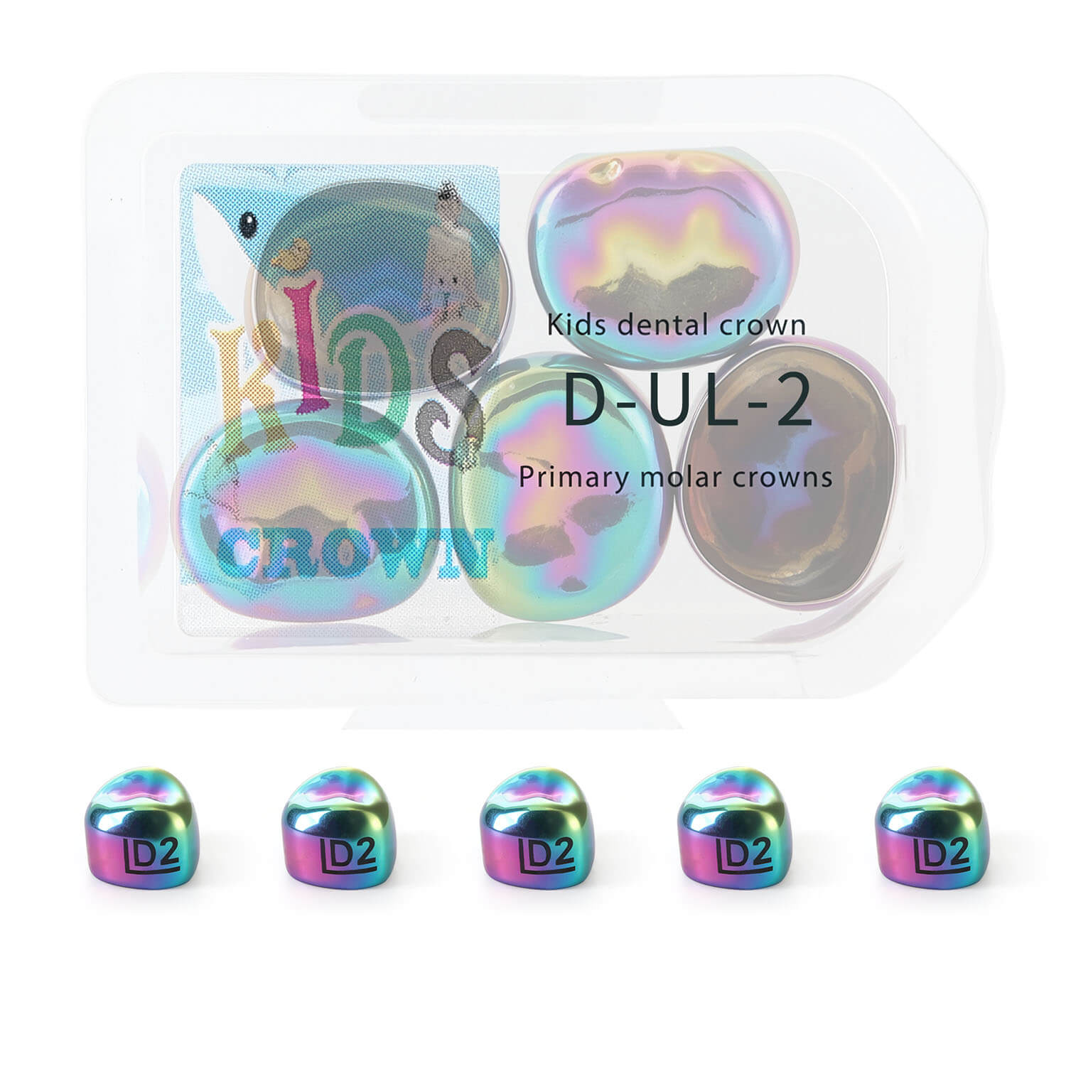 48 Sizes Dental Colored Primary Molar Kids Crown Teeth Stainless Steel Preformed Temporary Crowns 5pcs/Box
