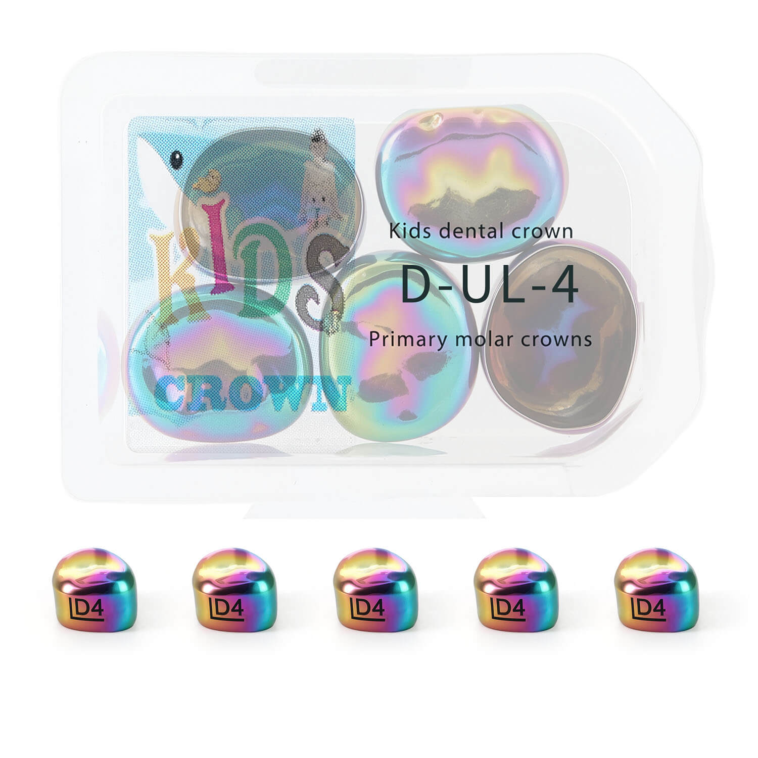 48 Sizes Dental Colored Primary Molar Kids Crown Teeth Stainless Steel Preformed Temporary Crowns 5pcs/Box