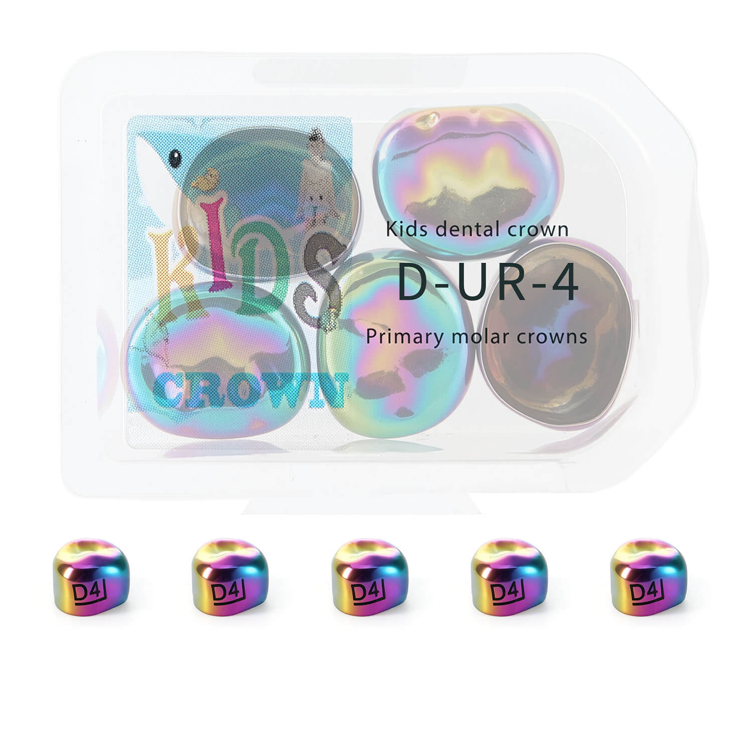 48 Sizes Dental Colored Primary Molar Kids Crown Teeth Stainless Steel Preformed Temporary Crowns 5pcs/Box