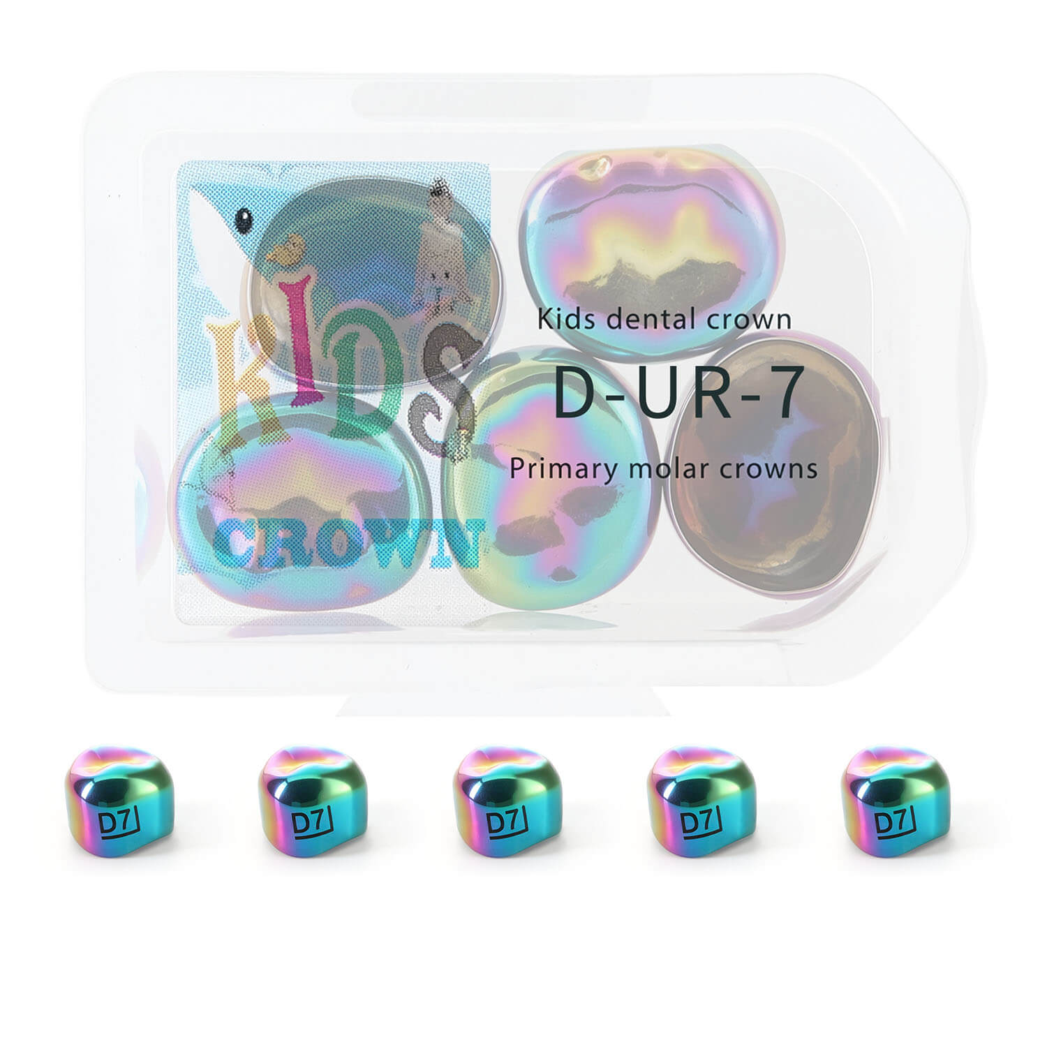 48 Sizes Dental Colored Primary Molar Kids Crown Teeth Stainless Steel Preformed Temporary Crowns 5pcs/Box