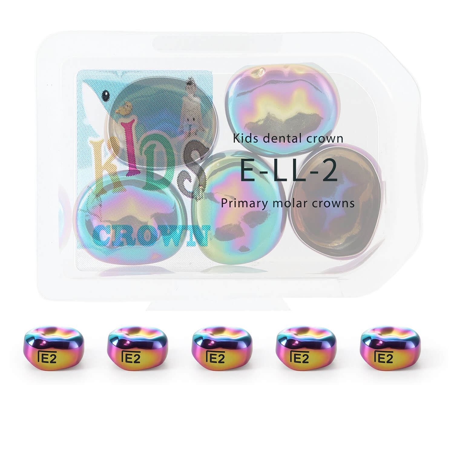 48 Sizes Dental Colored Primary Molar Kids Crown Teeth Stainless Steel Preformed Temporary Crowns 5pcs/Box