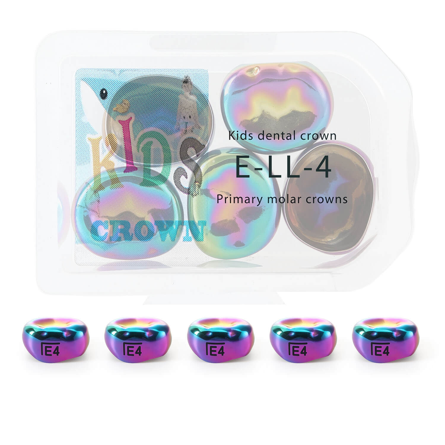 48 Sizes Dental Colored Primary Molar Kids Crown Teeth Stainless Steel Preformed Temporary Crowns 5pcs/Box
