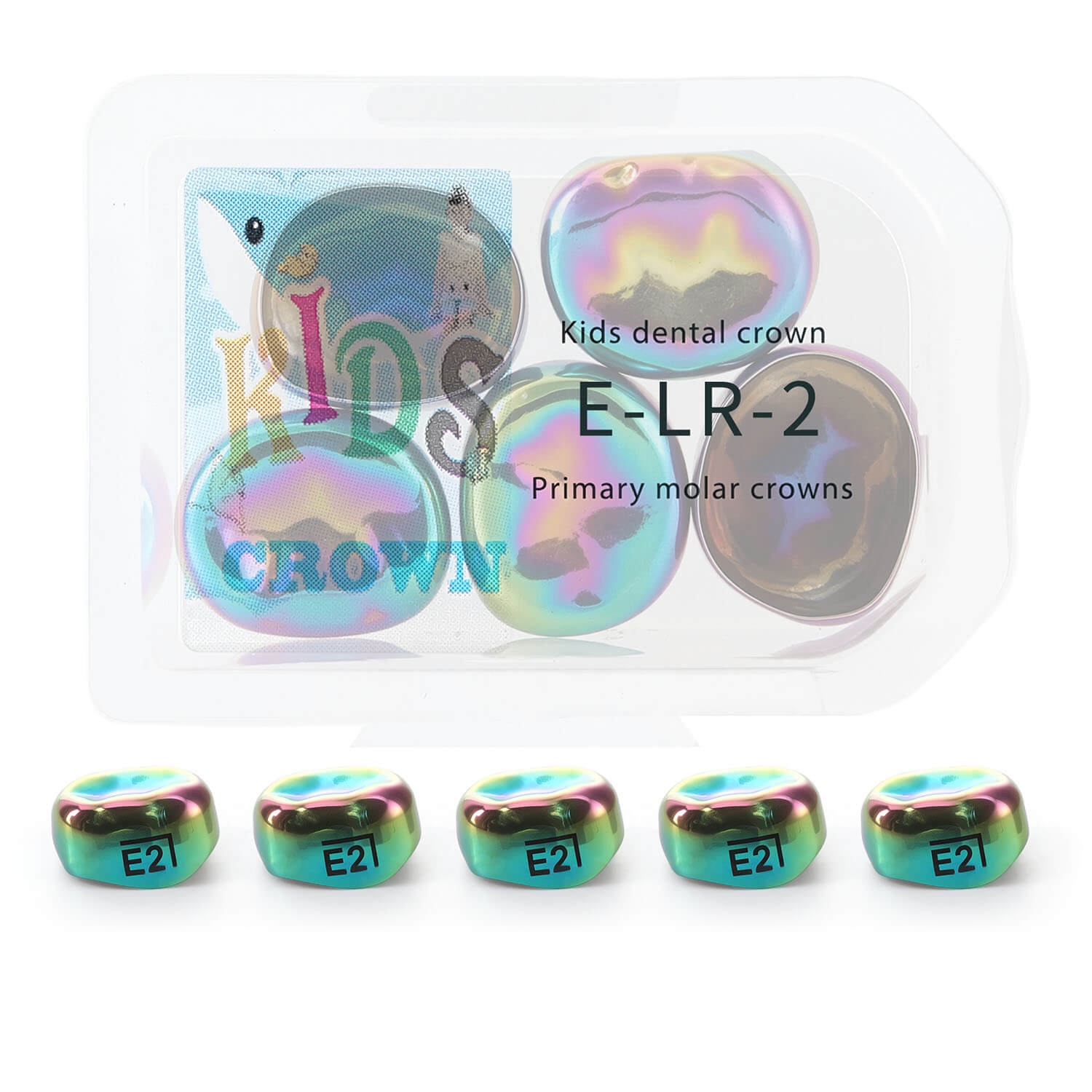 48 Sizes Dental Colored Primary Molar Kids Crown Teeth Stainless Steel Preformed Temporary Crowns 5pcs/Box