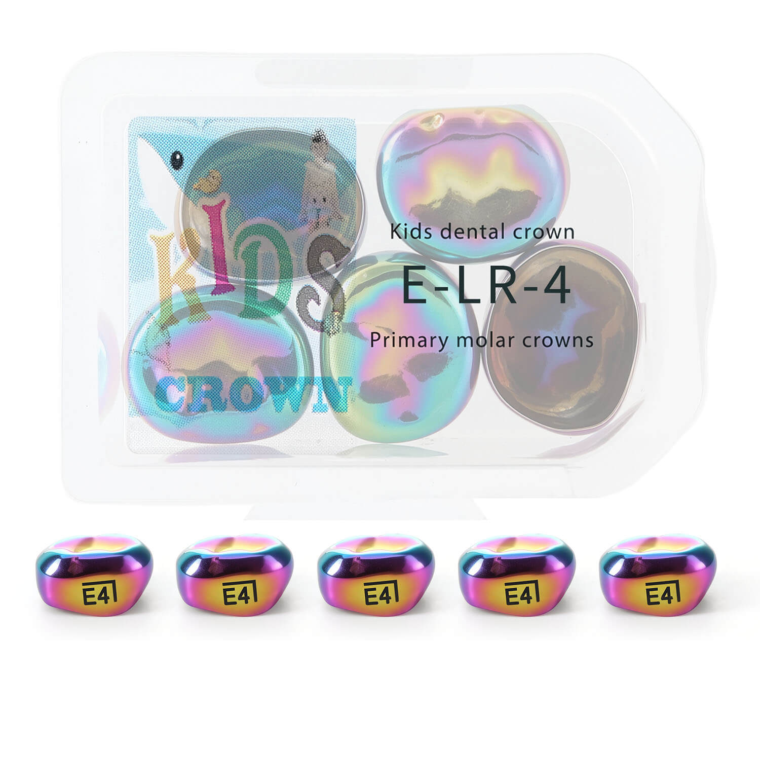 48 Sizes Dental Colored Primary Molar Kids Crown Teeth Stainless Steel Preformed Temporary Crowns 5pcs/Box