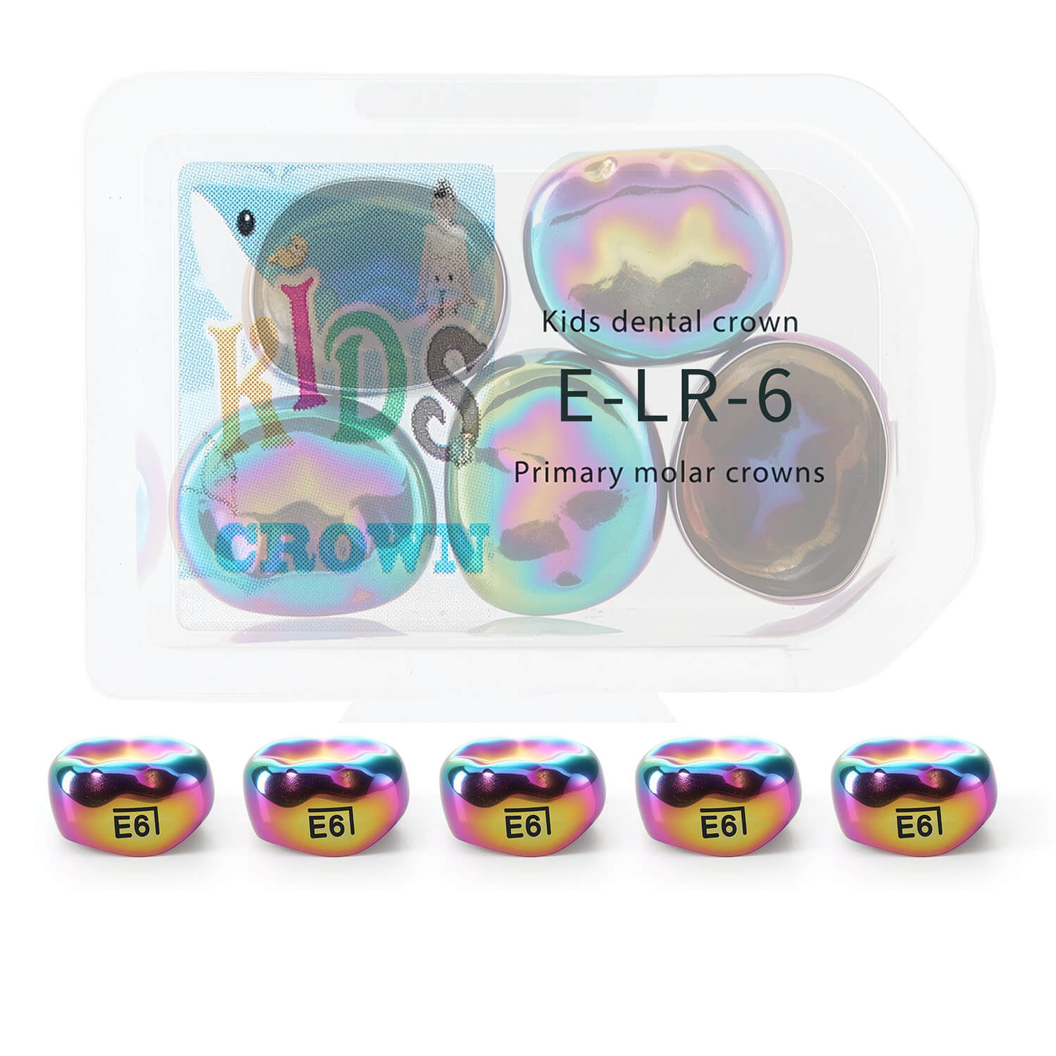 48 Sizes Dental Colored Primary Molar Kids Crown Teeth Stainless Steel Preformed Temporary Crowns 5pcs/Box