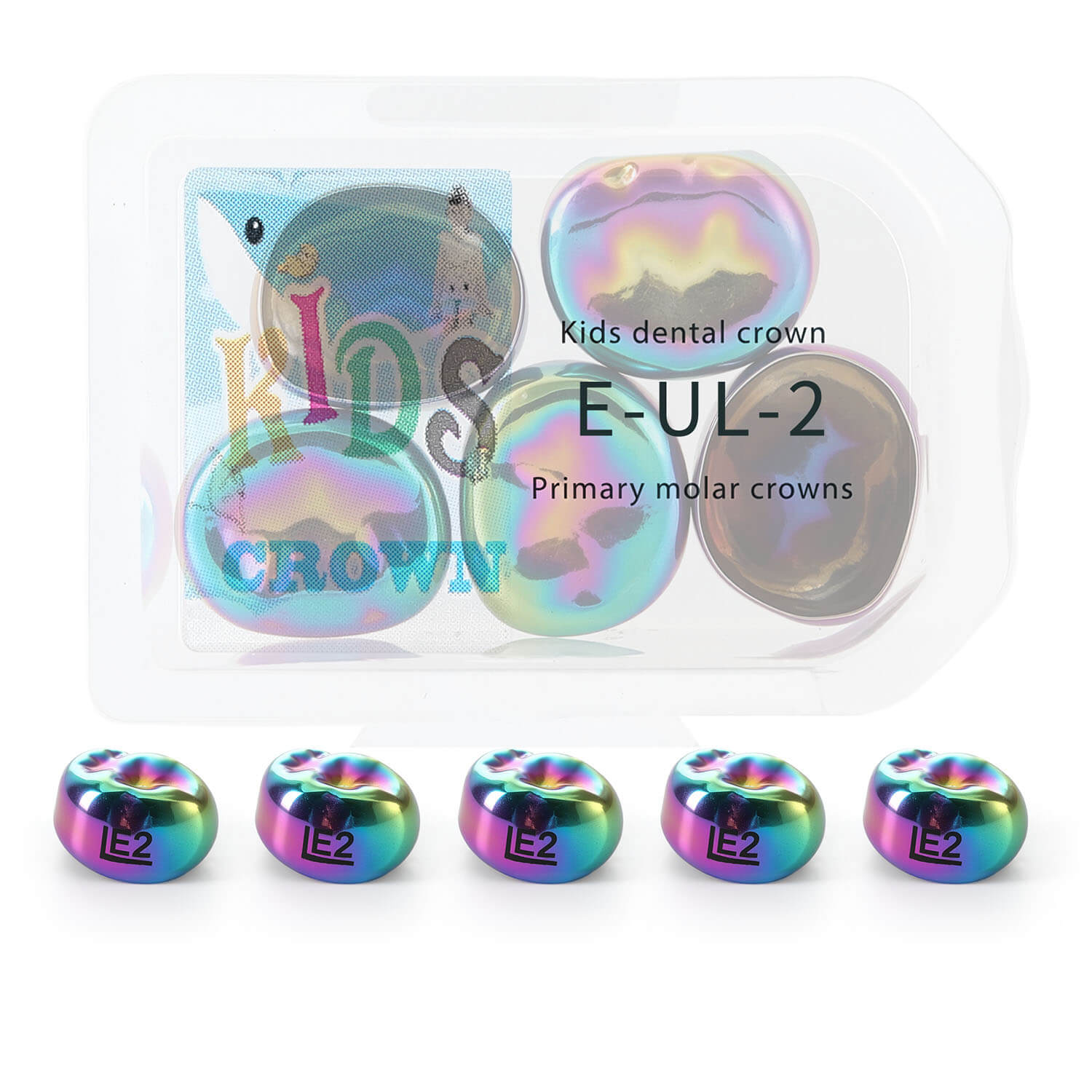 48 Sizes Dental Colored Primary Molar Kids Crown Teeth Stainless Steel Preformed Temporary Crowns 5pcs/Box
