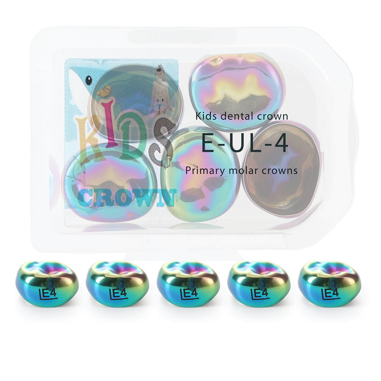 48 Sizes Dental Colored Primary Molar Kids Crown Teeth Stainless Steel Preformed Temporary Crowns 5pcs/Box