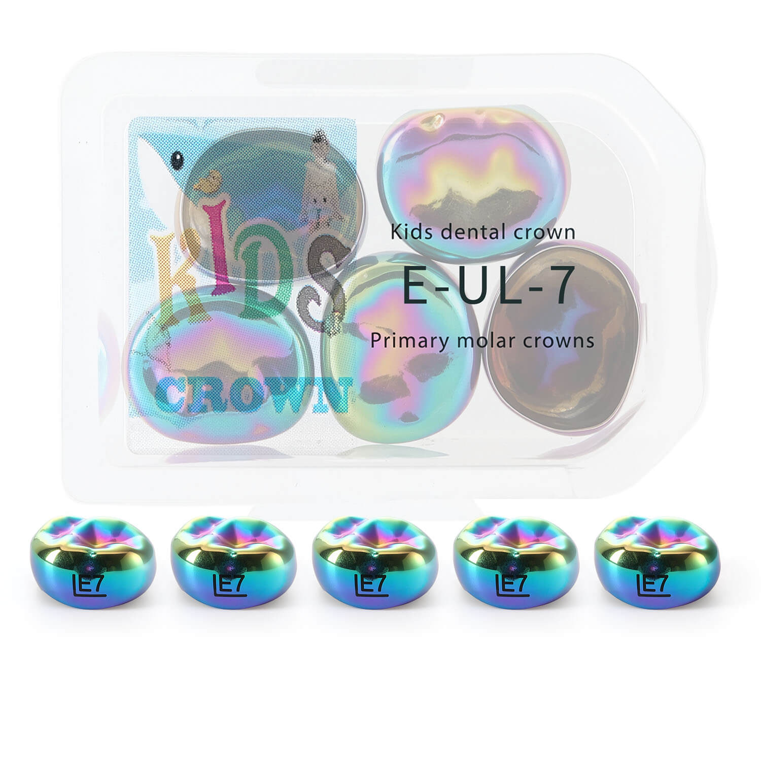 48 Sizes Dental Colored Primary Molar Kids Crown Teeth Stainless Steel Preformed Temporary Crowns 5pcs/Box