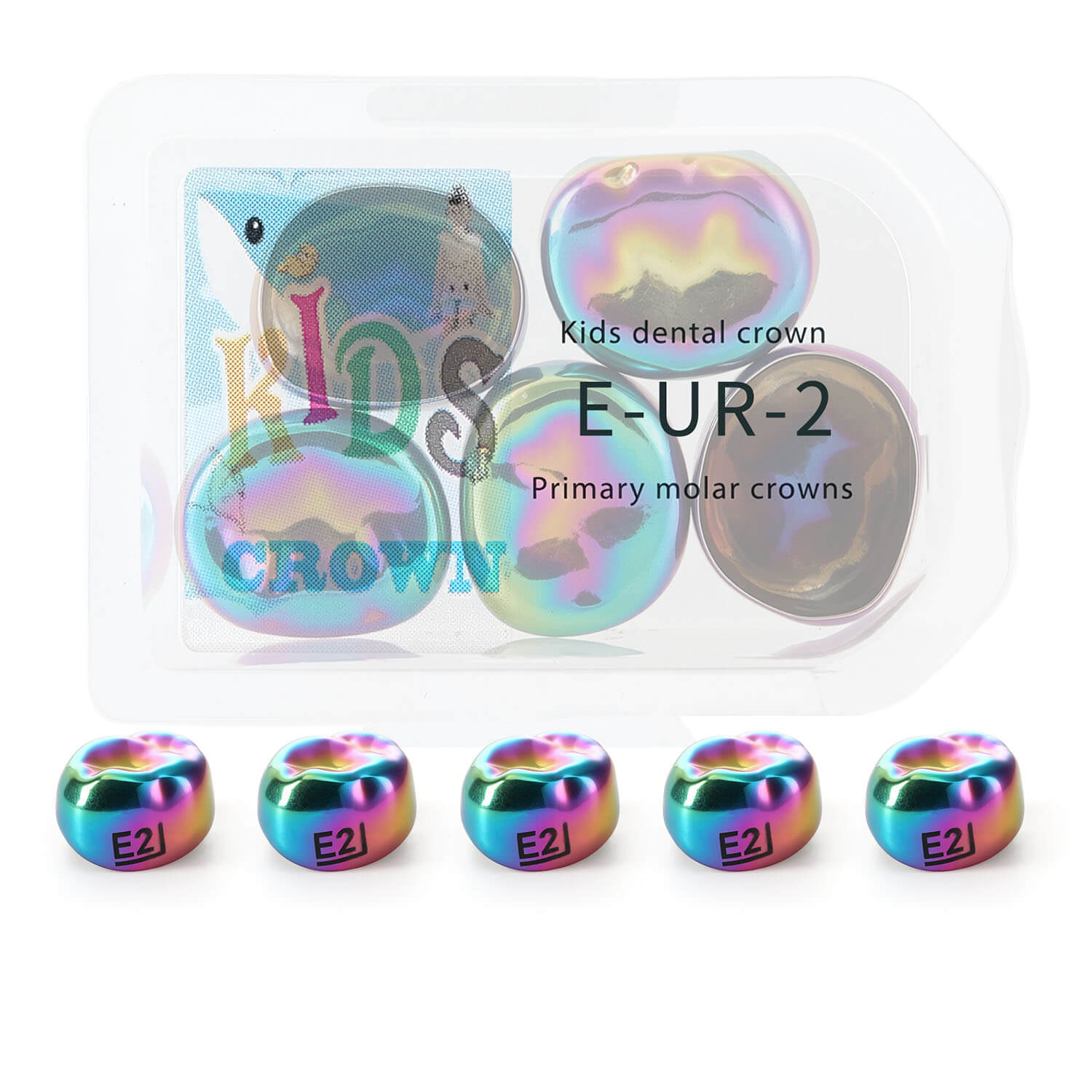 48 Sizes Dental Colored Primary Molar Kids Crown Teeth Stainless Steel Preformed Temporary Crowns 5pcs/Box