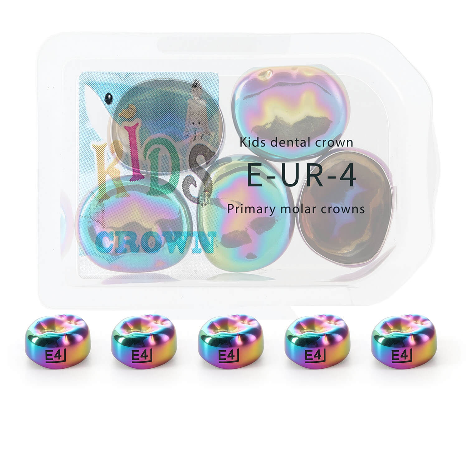 48 Sizes Dental Colored Primary Molar Kids Crown Teeth Stainless Steel Preformed Temporary Crowns 5pcs/Box
