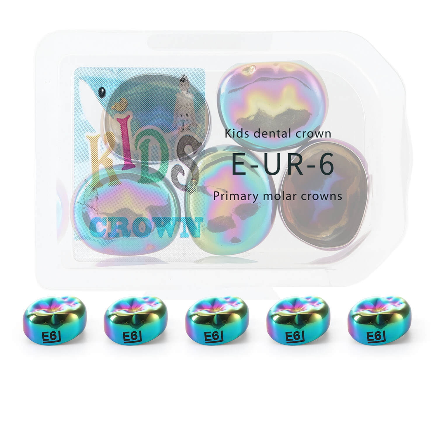 48 Sizes Dental Colored Primary Molar Kids Crown Teeth Stainless Steel Preformed Temporary Crowns 5pcs/Box