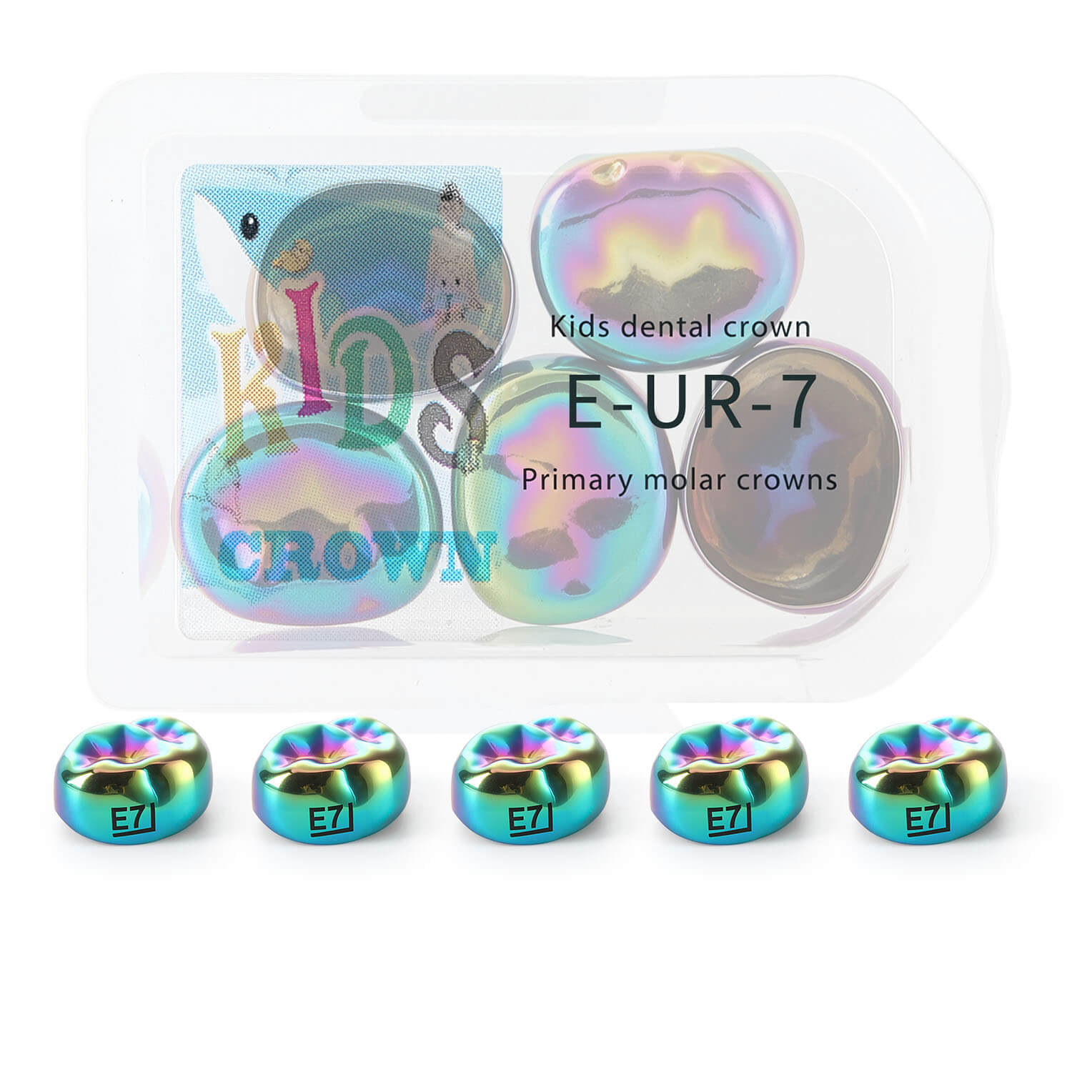 48 Sizes Dental Colored Primary Molar Kids Crown Teeth Stainless Steel Preformed Temporary Crowns 5pcs/Box