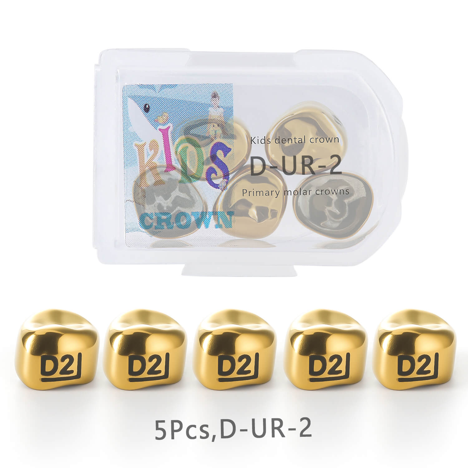48 Sizes Dental Gold Primary Molar Kids Crown Stainless Steel Preformed Temporary Crowns 5pcs/Box