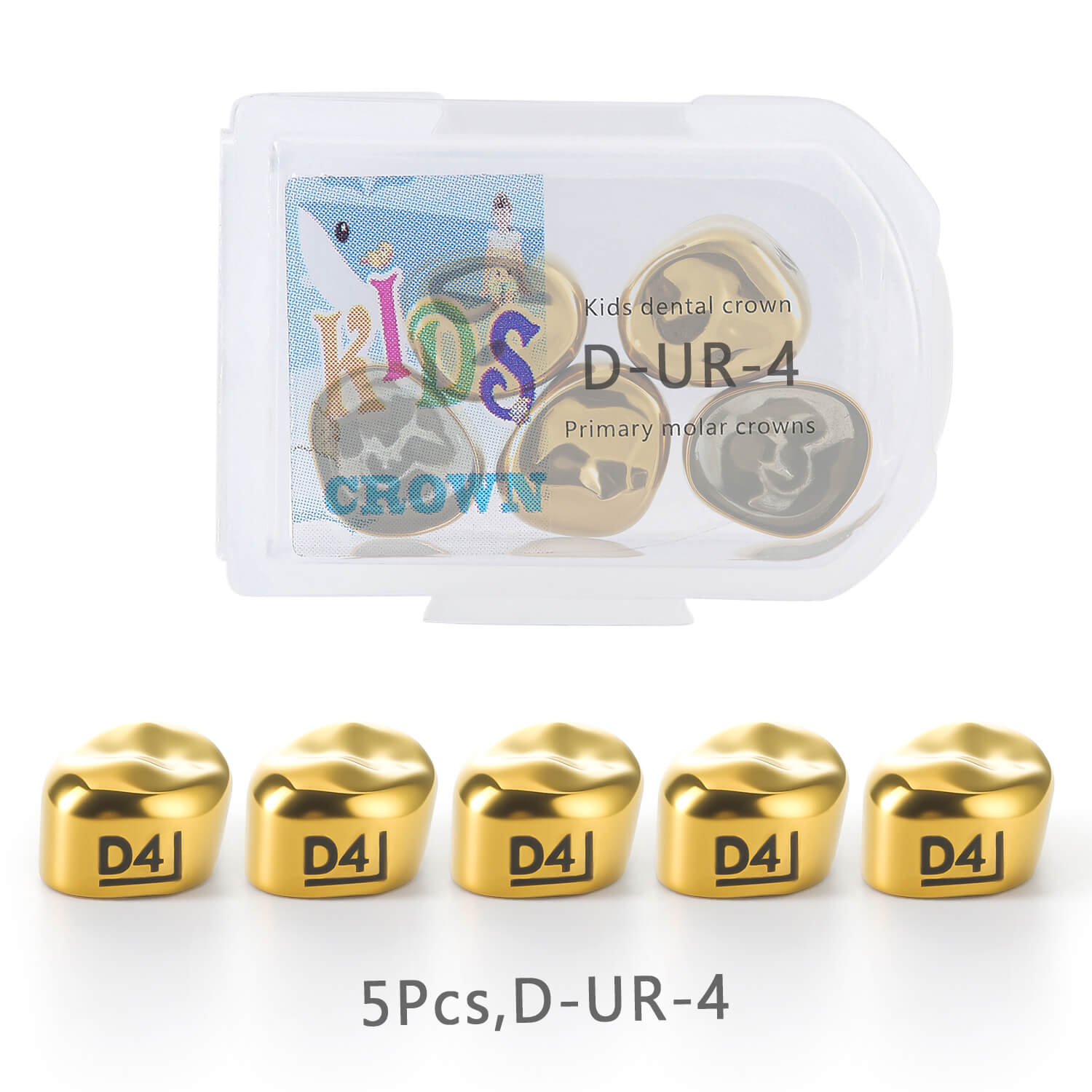 48 Sizes Dental Gold Primary Molar Kids Crown Stainless Steel Preformed Temporary Crowns 5pcs/Box