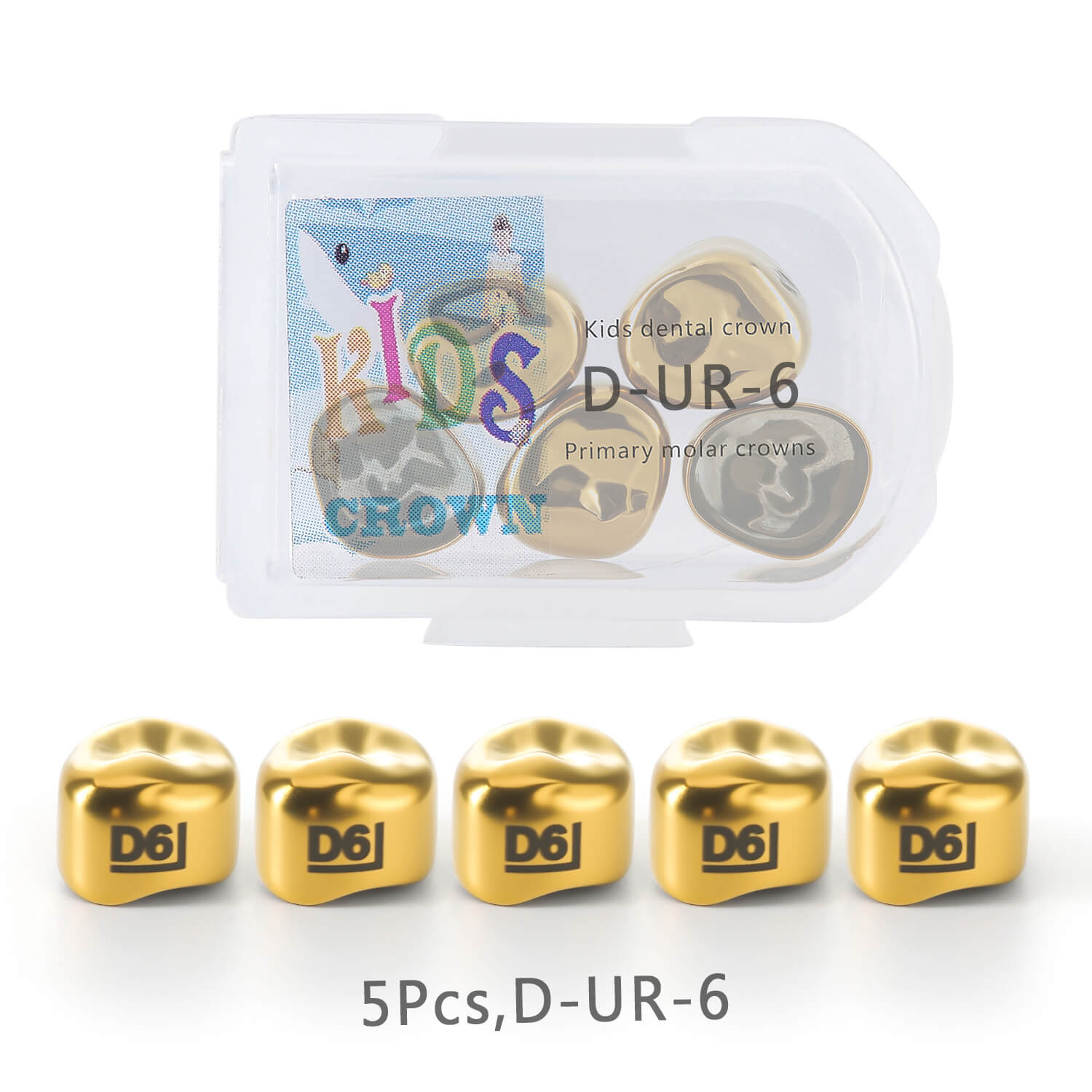 48 Sizes Dental Gold Primary Molar Kids Crown Stainless Steel Preformed Temporary Crowns 5pcs/Box