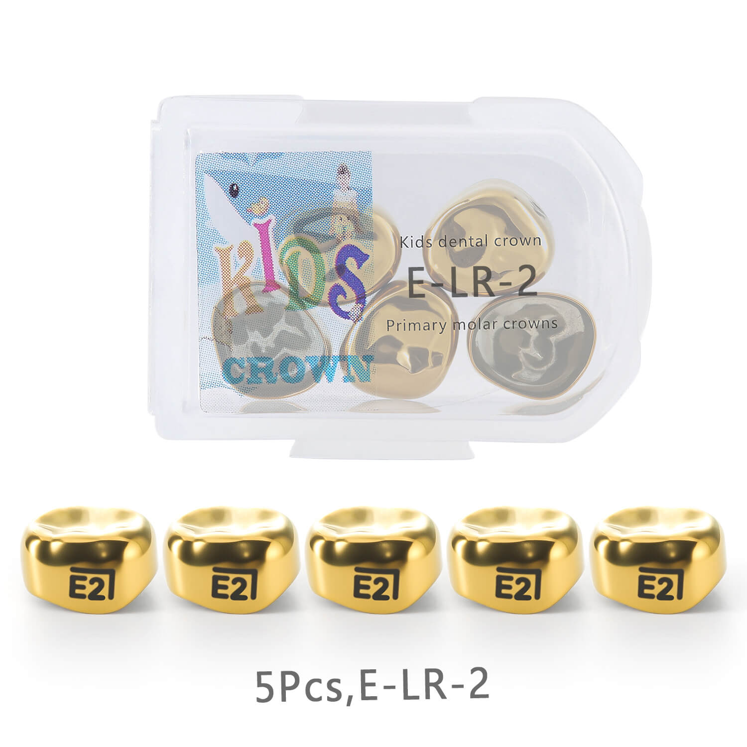 48 Sizes Dental Gold Primary Molar Kids Crown Stainless Steel Preformed Temporary Crowns 5pcs/Box