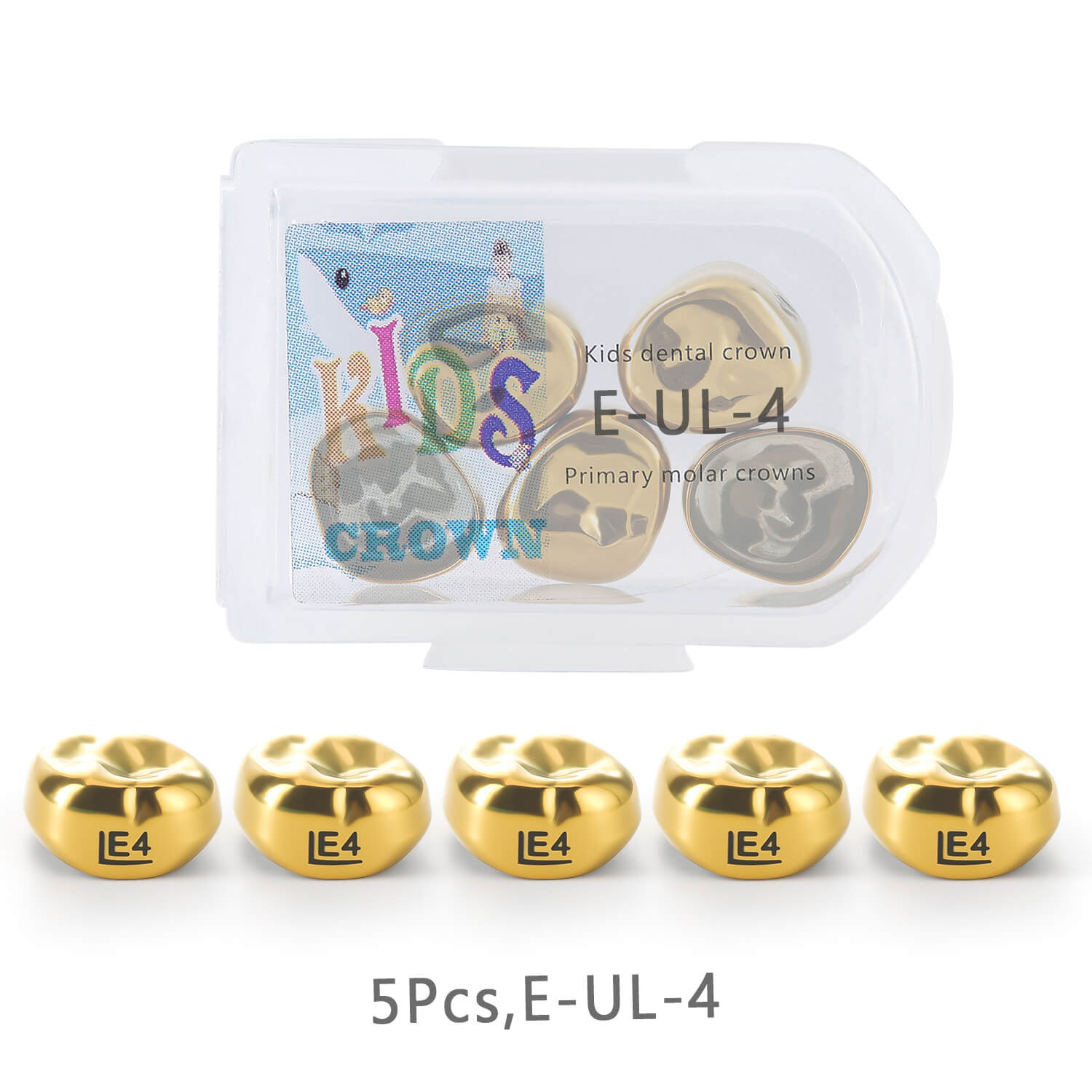 48 Sizes Dental Gold Primary Molar Kids Crown Stainless Steel Preformed Temporary Crowns 5pcs/Box