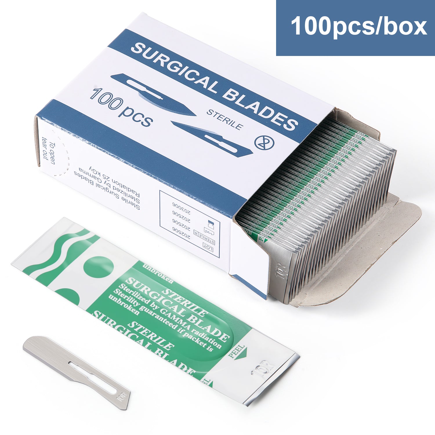 Dental Surgical Scalpel Sterilized Blades Carbon Steel 10# 10R# 11# 15# 100Pcs/Box