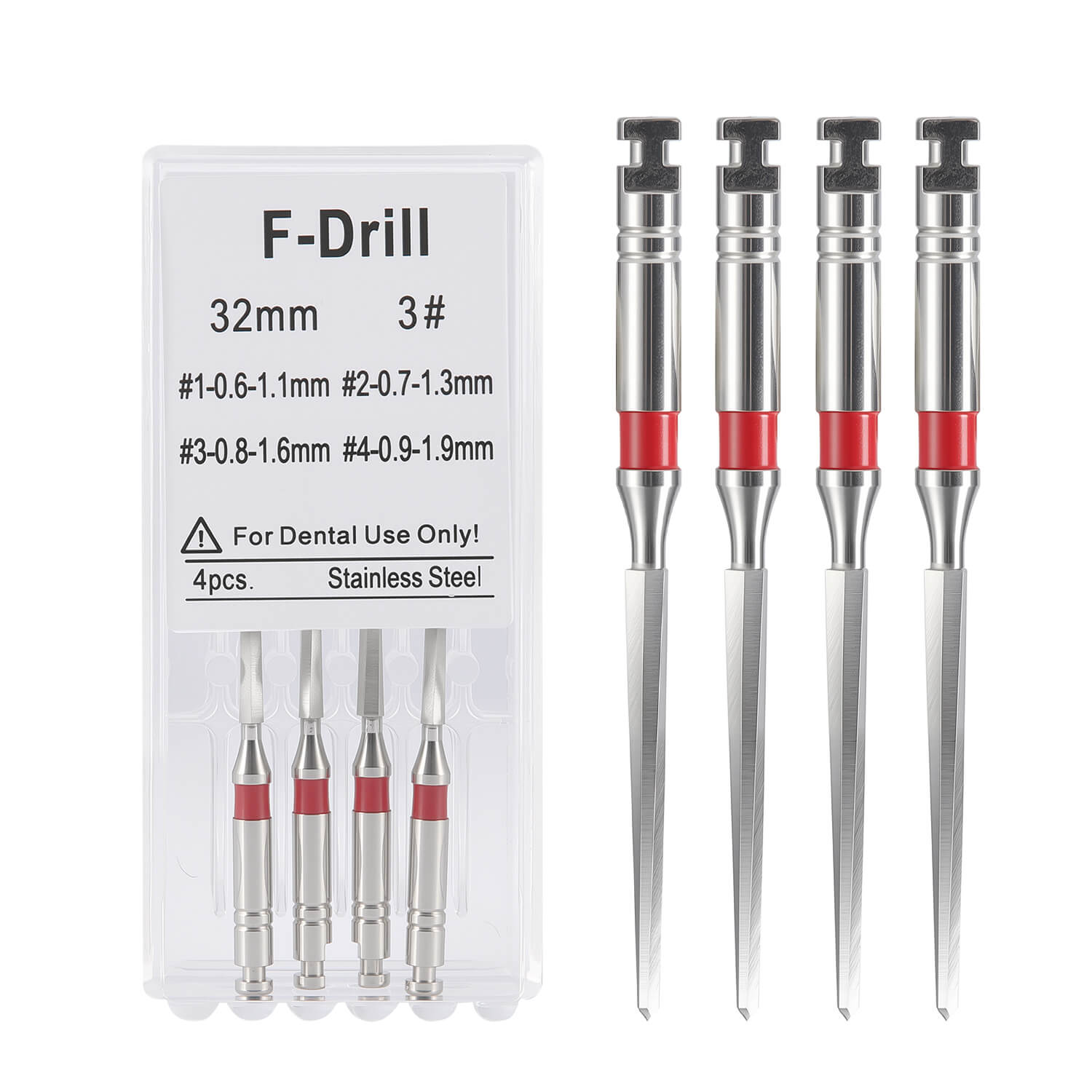 Dental Endodontic F Drill Reamers Fiber Post Drills 32mm 4pcs/Box - azdentall.com