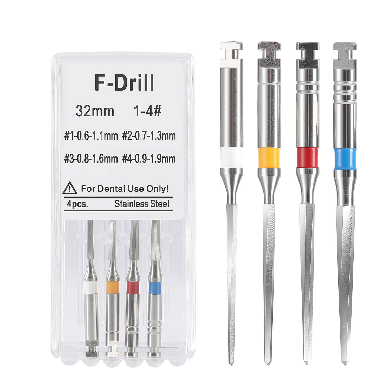 Dental Endodontic F Drill Reamers Fiber Post Drills 32mm 4pcs/Box - azdentall.com