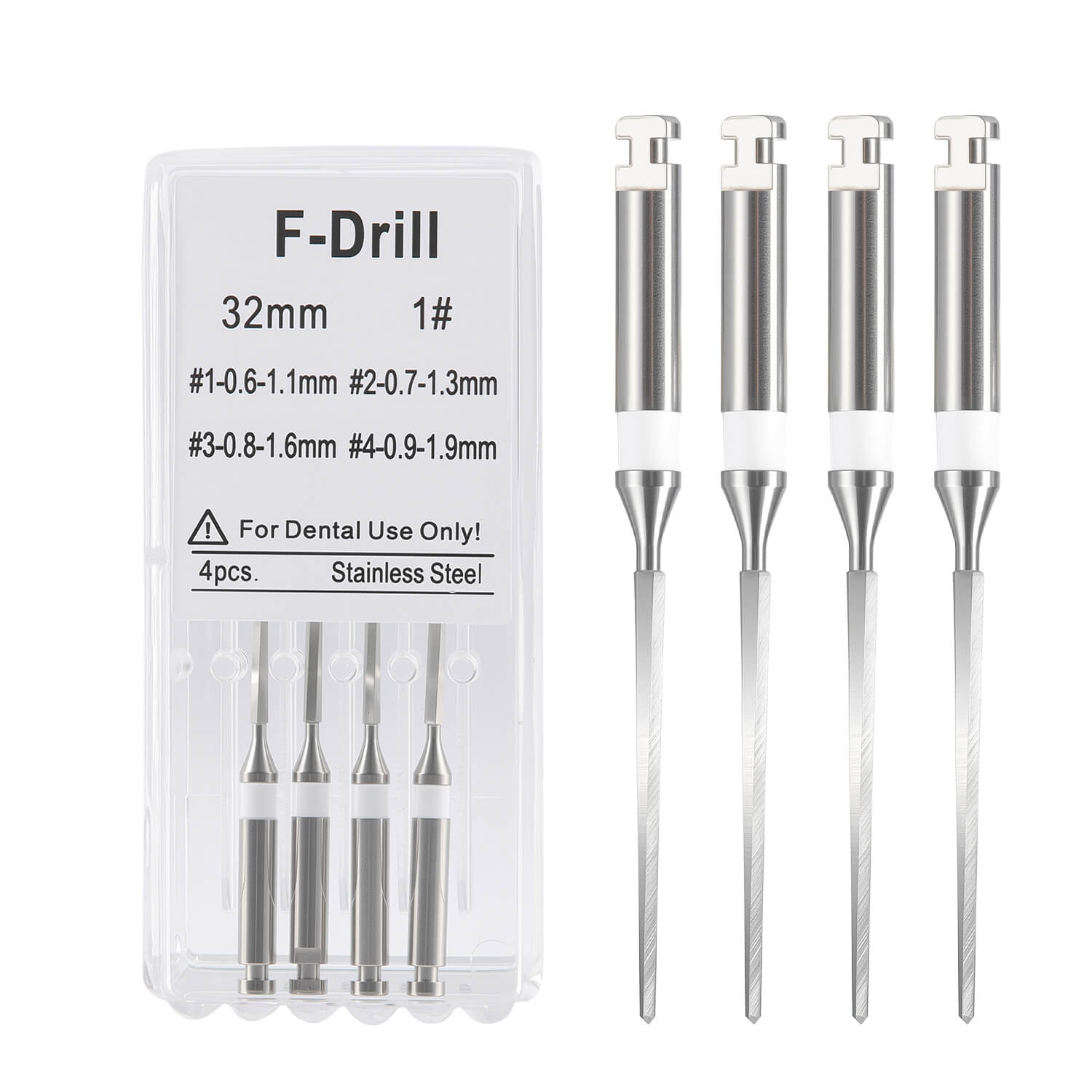 Dental Endodontic F Drill Reamers Fiber Post Drills 32mm 4pcs/Box - azdentall.com