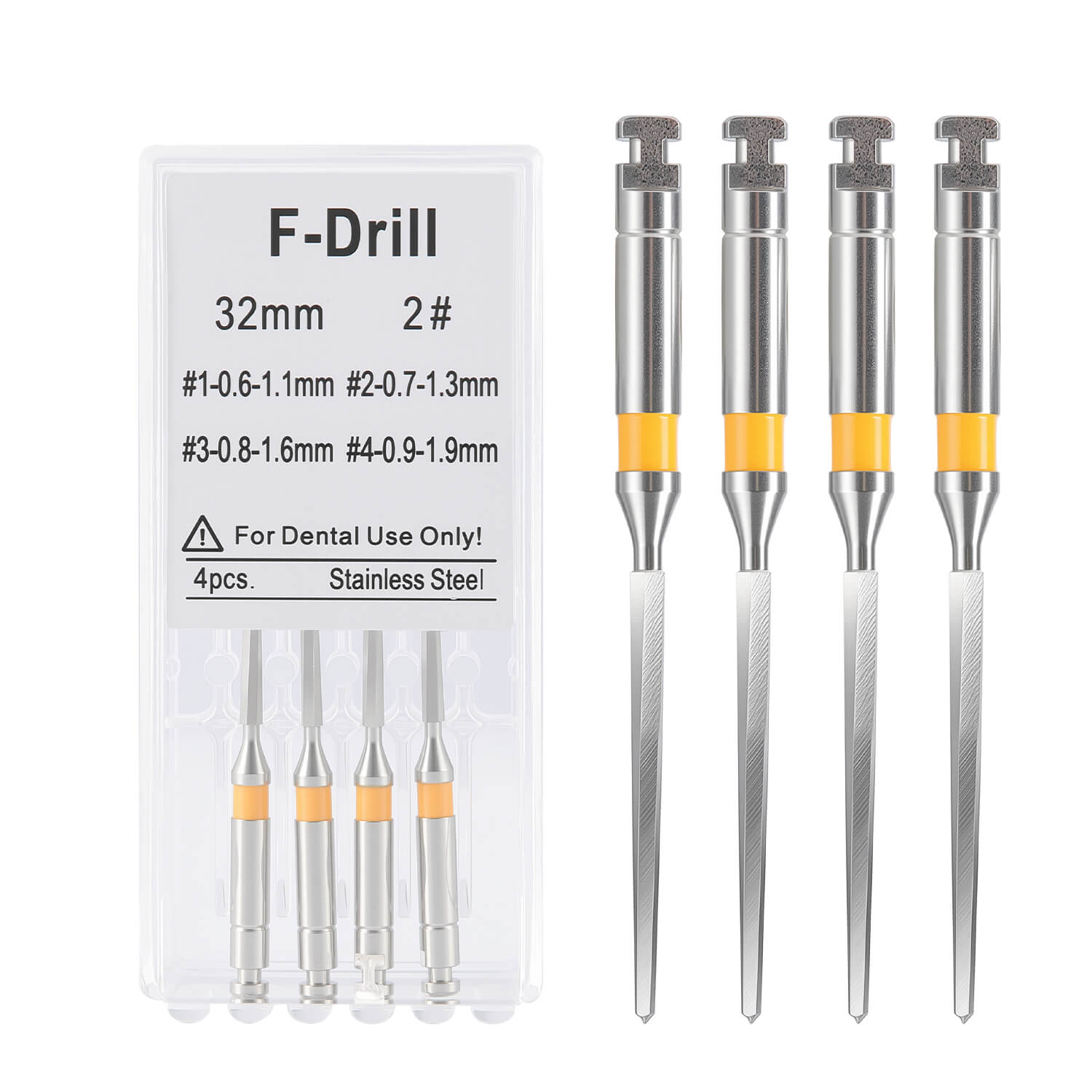 Dental Endodontic F Drill Reamers Fiber Post Drills 32mm 4pcs/Box - azdentall.com