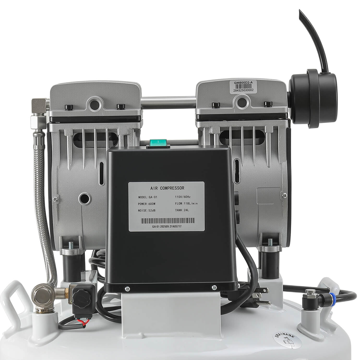 Dental Silent Oil Free Air Compressor 40L 800W 155L/min for 2PCS